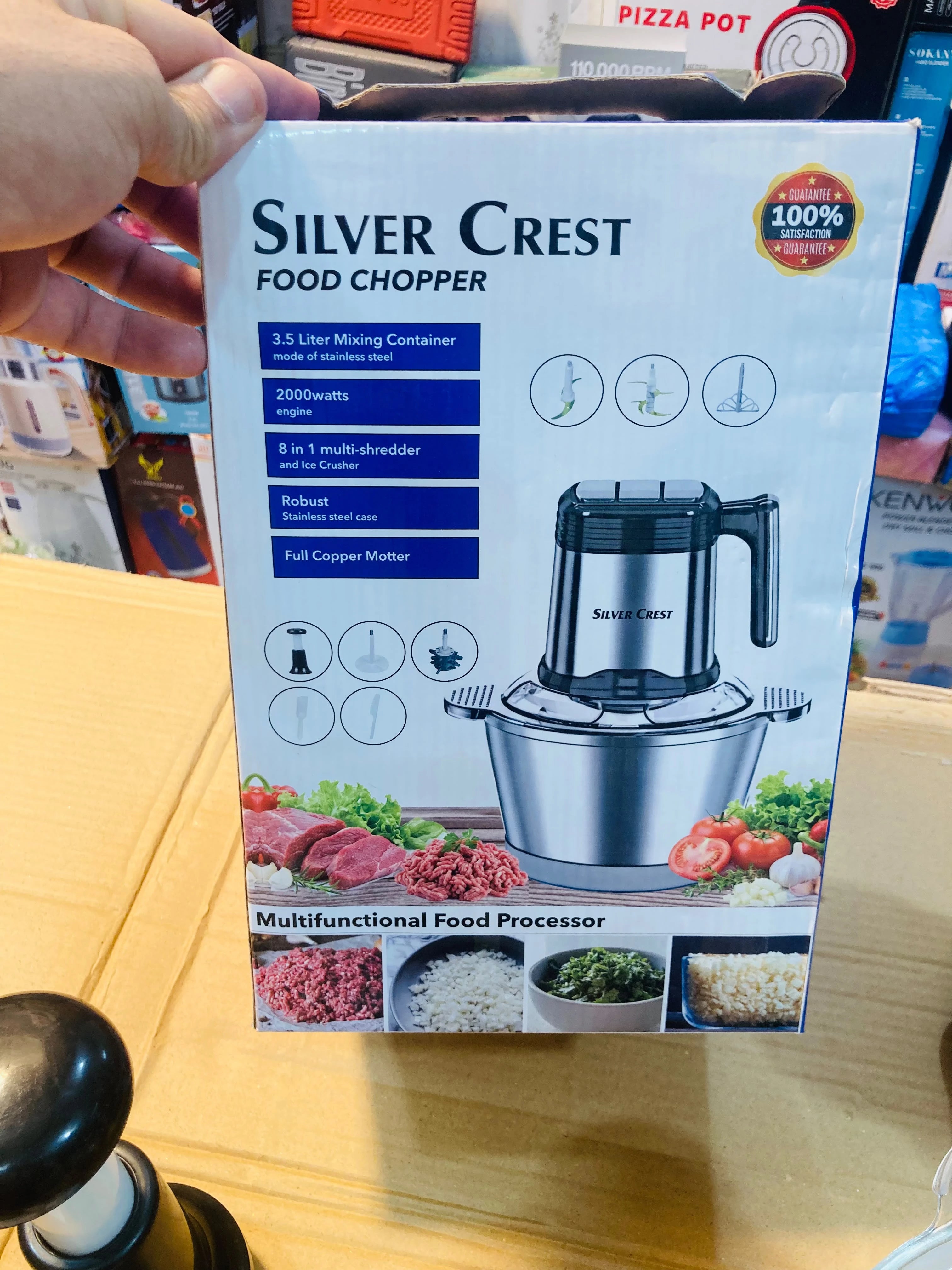 Silver Crest 8-in-1 3.5L Electric Food Chopper & Multi-Functional Food Processor 2000W Heavy Duty Motor,3 Speed Settings