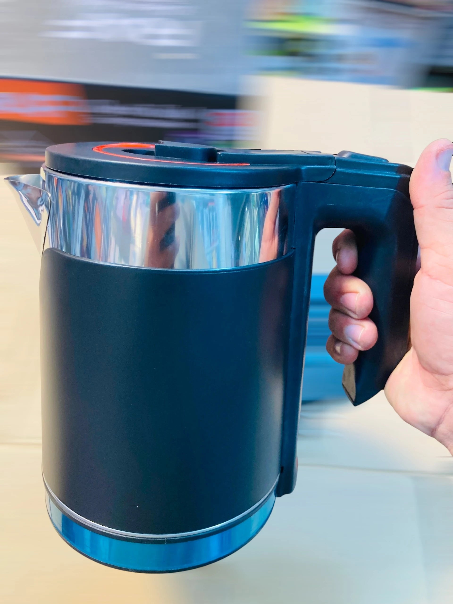 RAF 2.0L Electric Kettle - Dual Finish Black & Stainless Steel High-Class Water Boiler with 360-Degree Swivel Base and LED Indicator R.3350