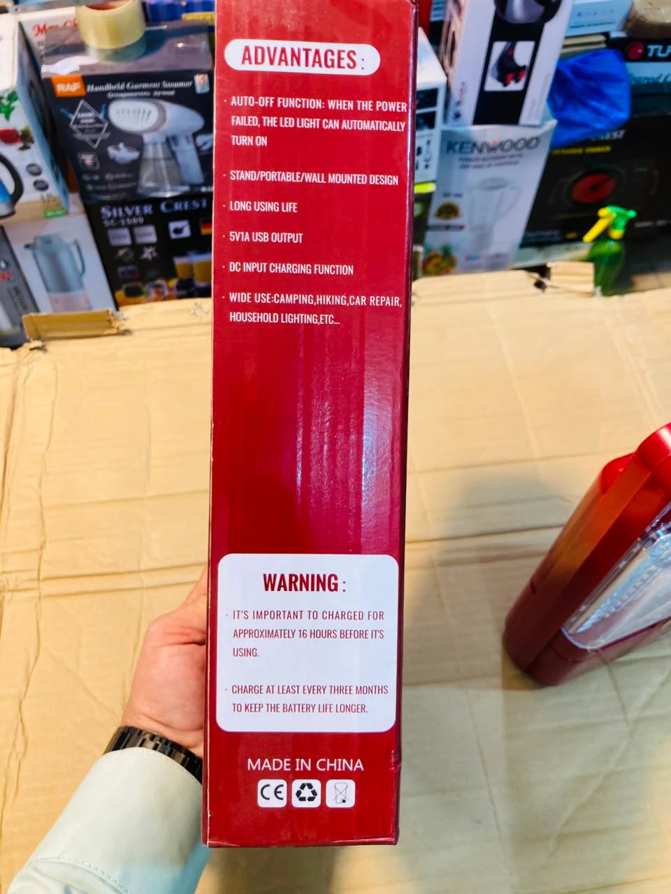 Aonelec  Rechargeable Emergency Light with 120 SMD LEDs, 4000mAh Battery, and USB Power Bank Output AL-7120