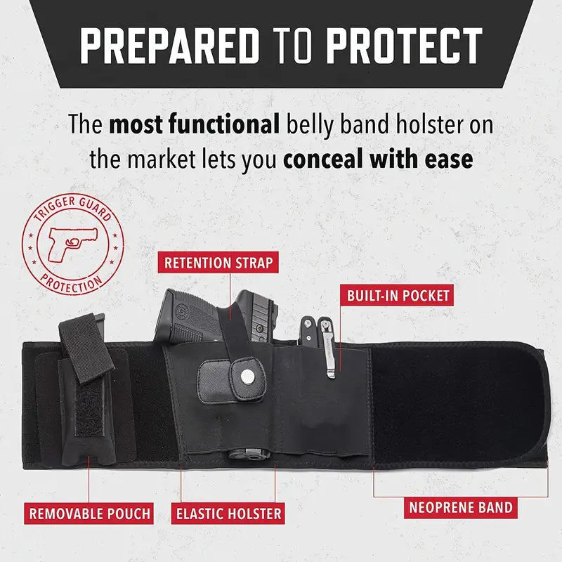 Universal Belly Band Holster Concealed Carry Gun Tactical Elastic Pistol Holster