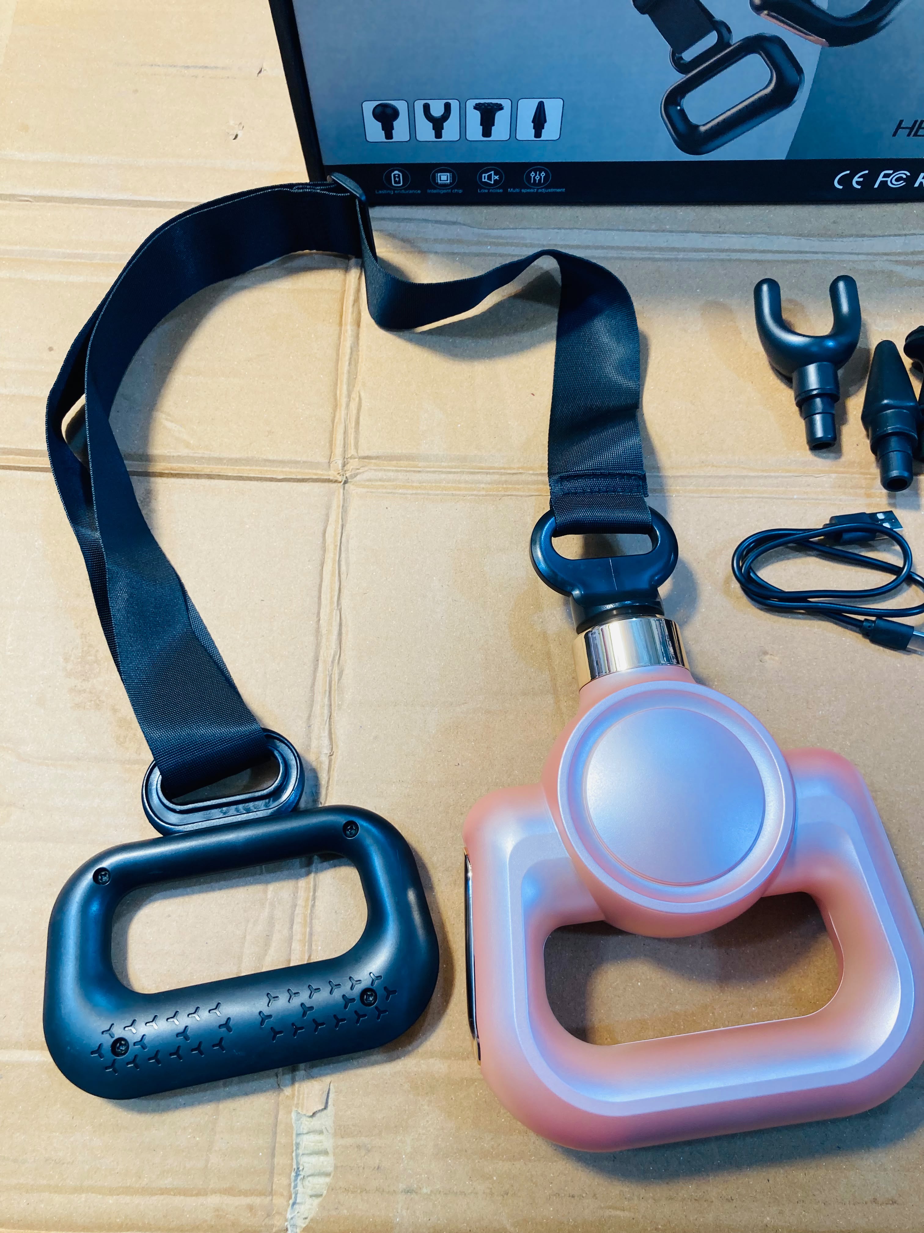 Massage Belt Fascial Gun 2-in-1 Handheld Percussion Massager & Adjustable Belt Extension HB-016