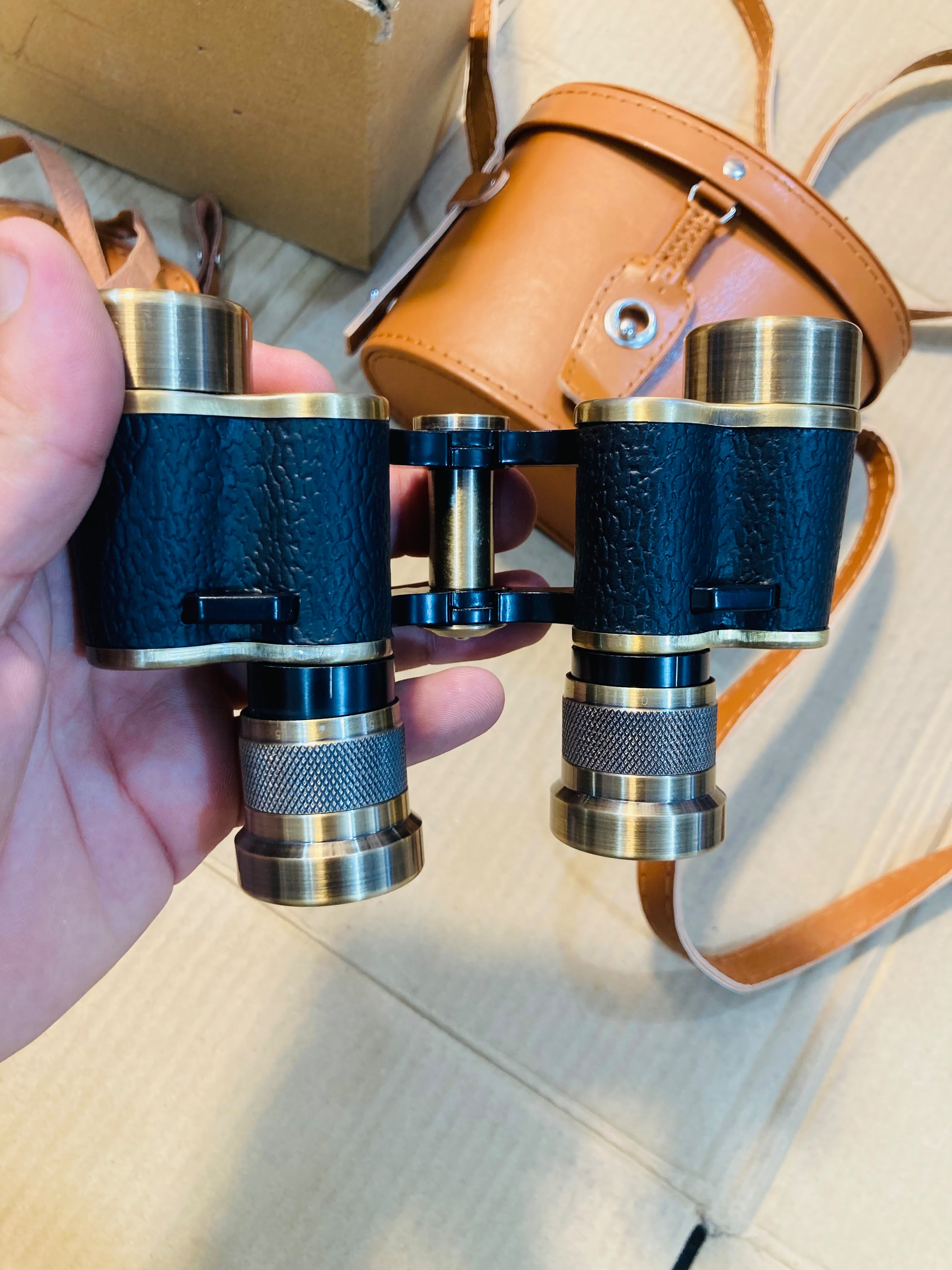 Mauser Vintage Style 8x24 Binoculars with Leather Carrying Case and Strap