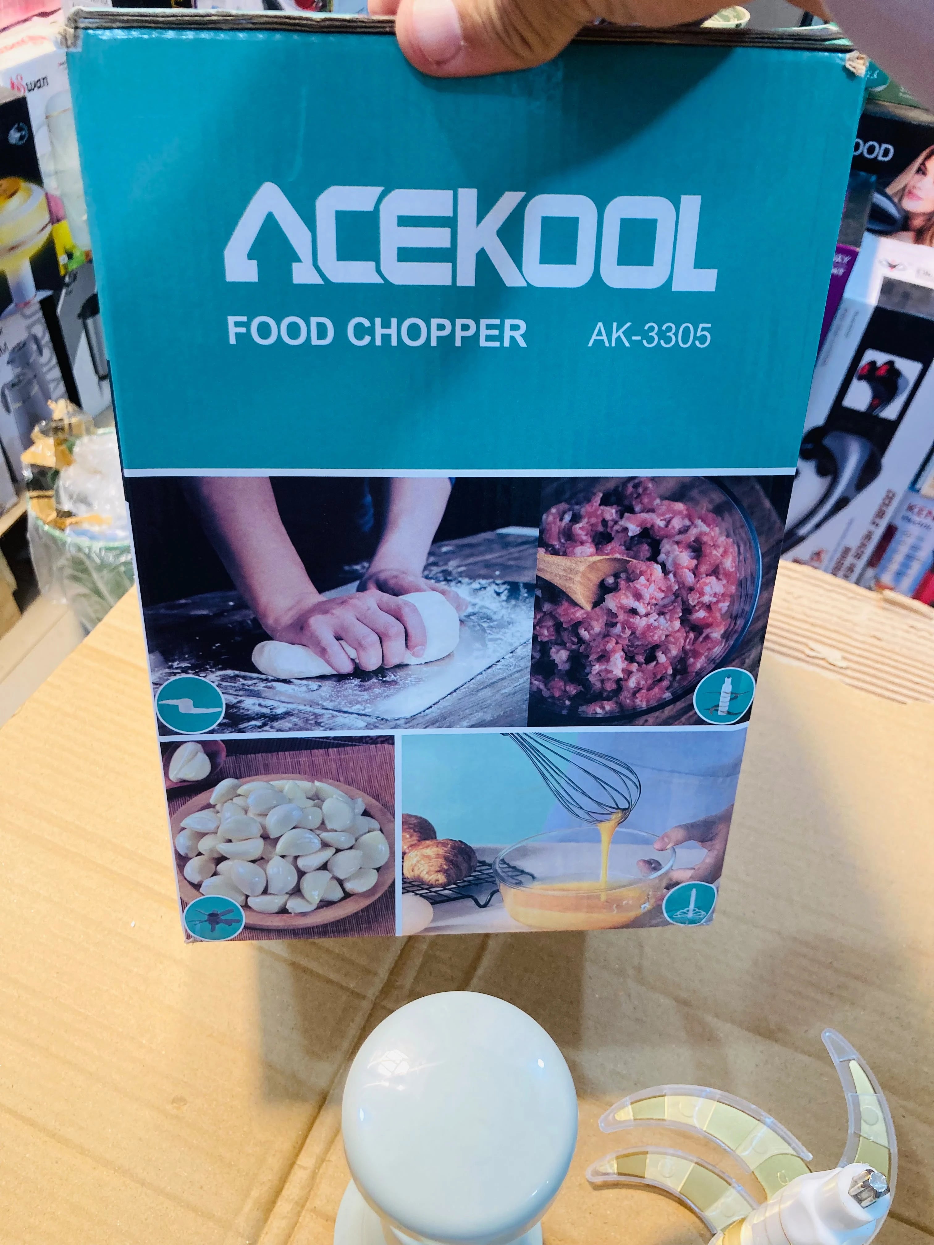 ACEKOOL 800W Electric Food Chopper 3L  5-in-1 Stainless Steel Grinder, Food Processor with 6-Blade System AK-3305