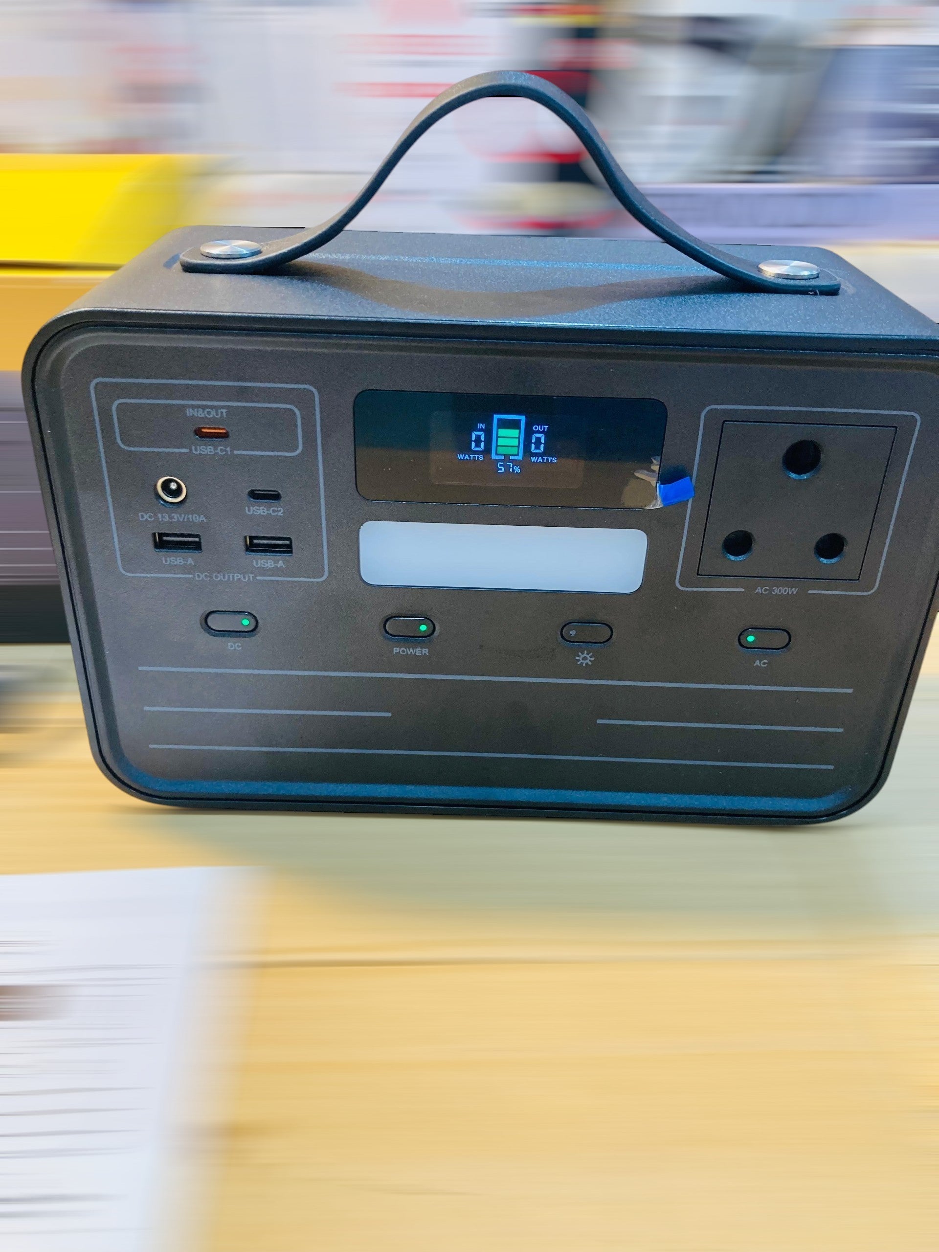 Portable 300 Watt AC/DC Power Station with Digital Display and Integrated Handle A41029