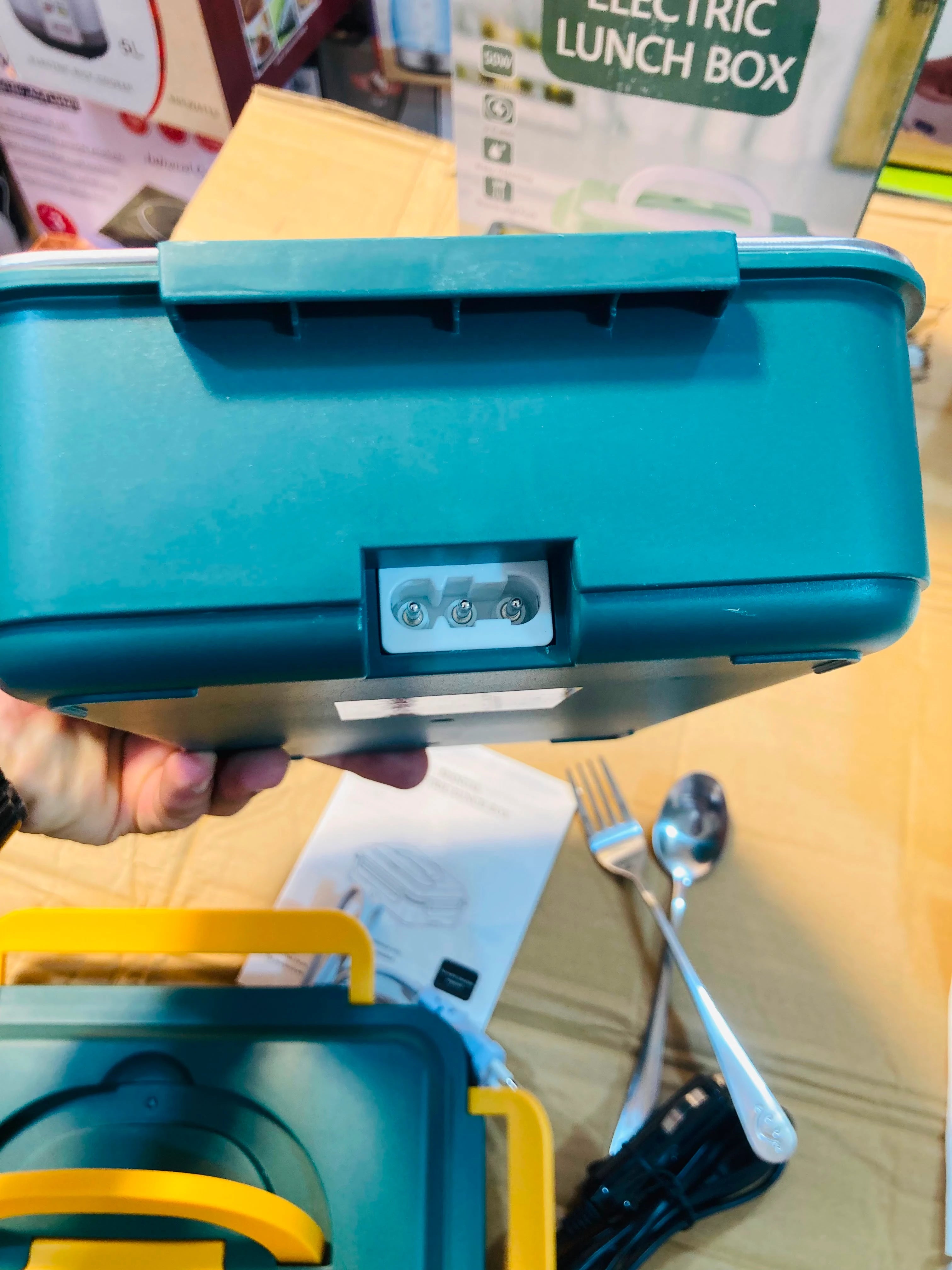 Portable Electric Lunch Box 50W Food Warmer Heater with Fork and Spoon