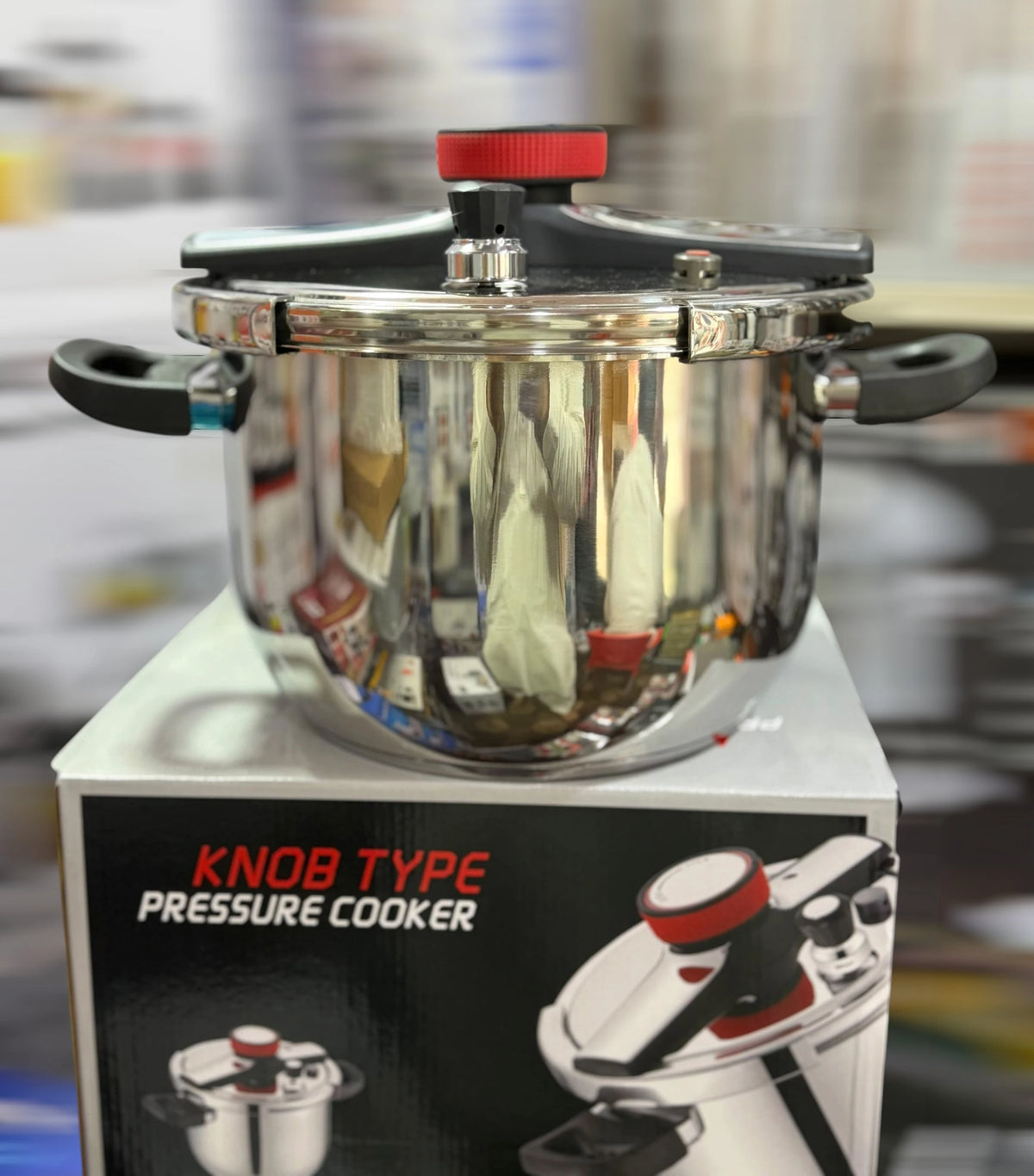 Knob Type 13L Stainless Steel Pressure Cooker Heavy-Duty Commercial & Family Size, Rotary Turn-Lock Lid with Multi-Safety Release Valves