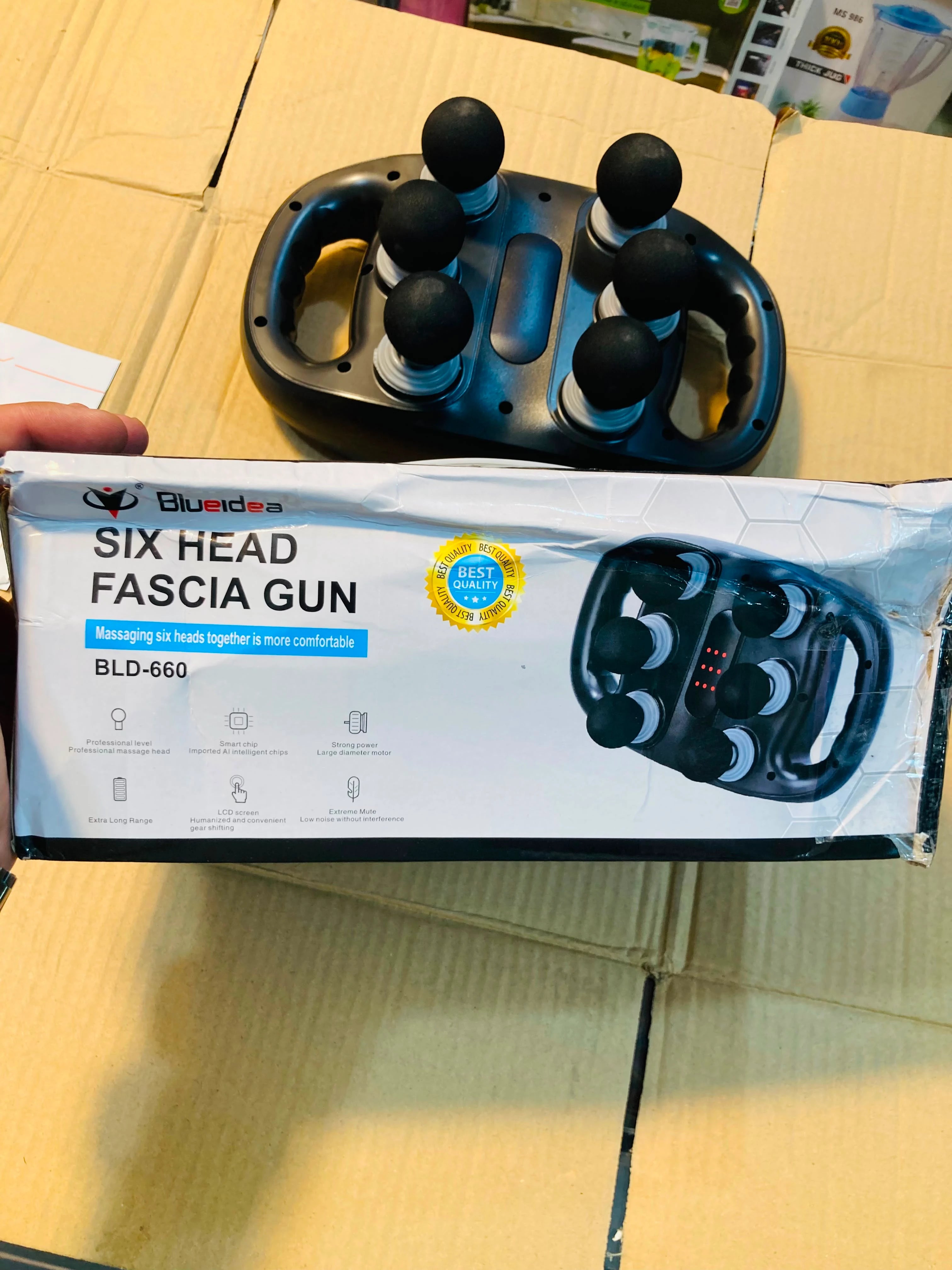 Blueidea Six Head Fascia Gun Handheld Deep Tissue Muscle Massager with LCD Display BLD-660