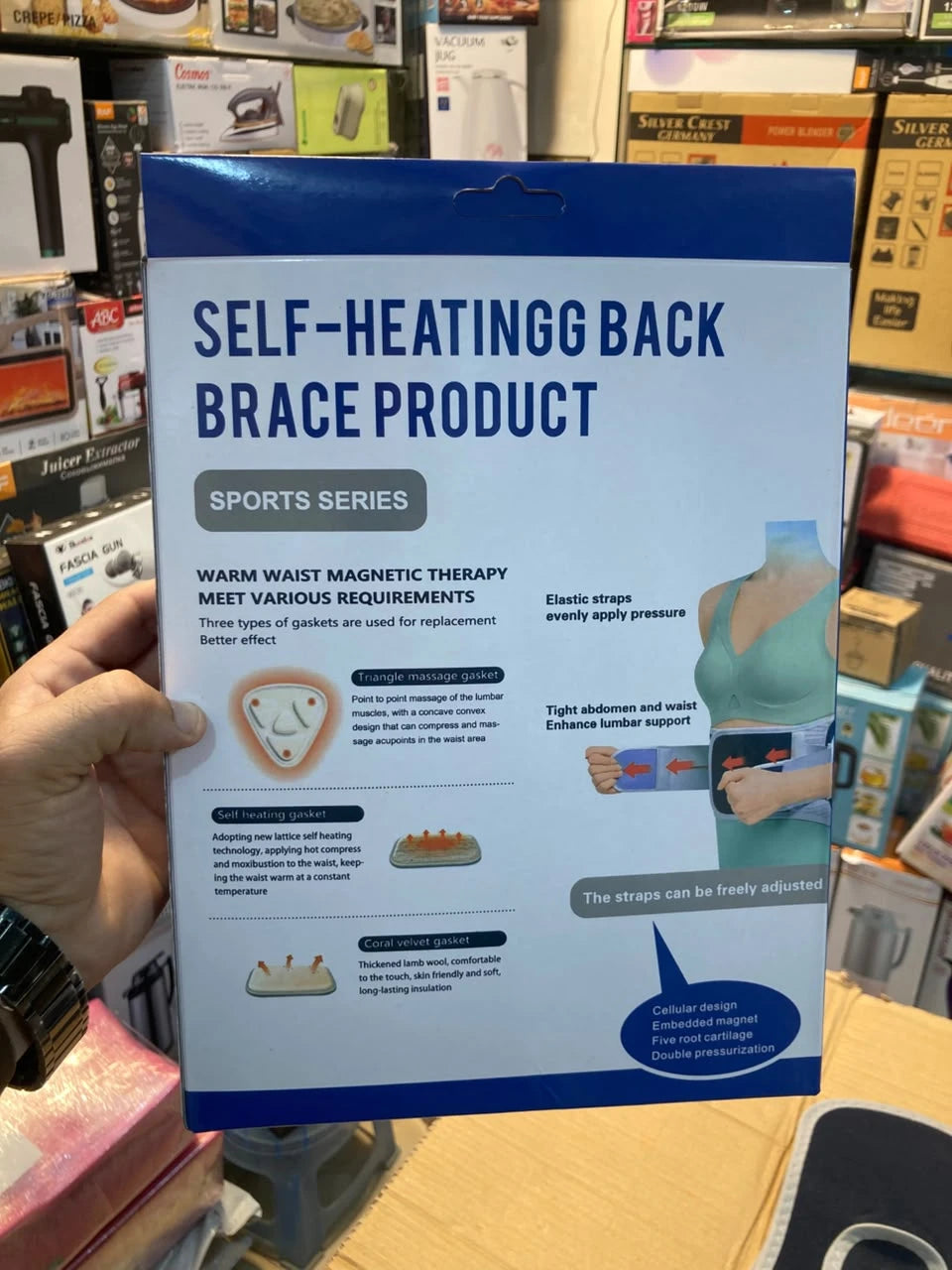 Self-Heating Magnetic Lumbar Support Belt Posture Corrector & Lower Back Relief Brace with 3 Interchangeable Pads GSF-H019