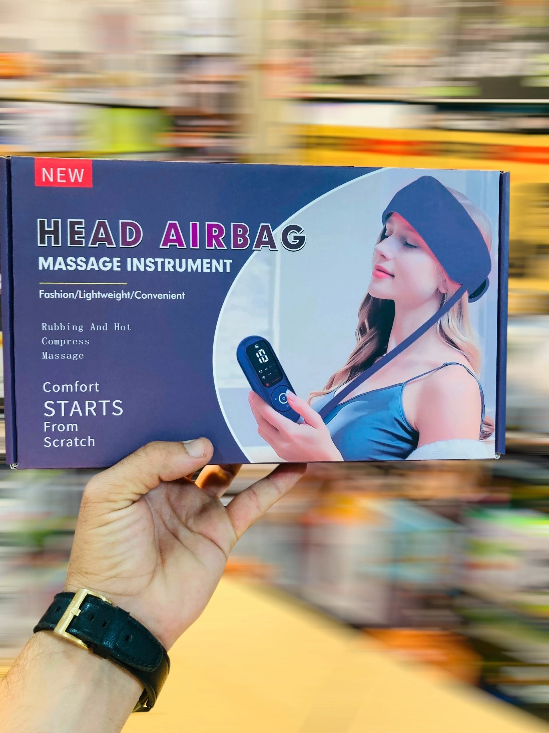 Head Airbag Massage Instrument with Rubbing and Hot Compress Massage Function, Lightweight and Convenient Portable Massager