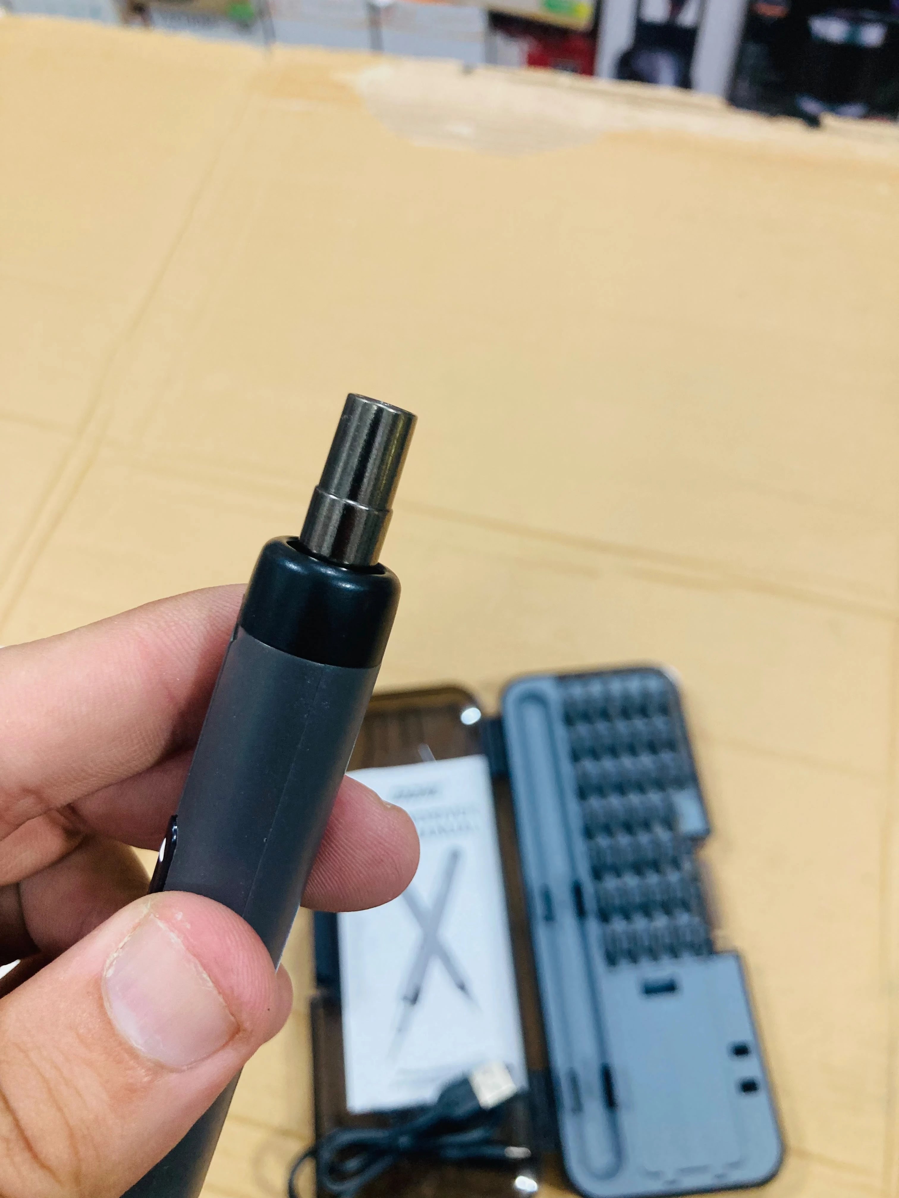 MDHL Portable Cordless Electric Screwdriver Set 500mAh Precision Repair Tool Kit with 38 Steel Bits, Forward/Reverse Control & Storage Case MD-TK-ES