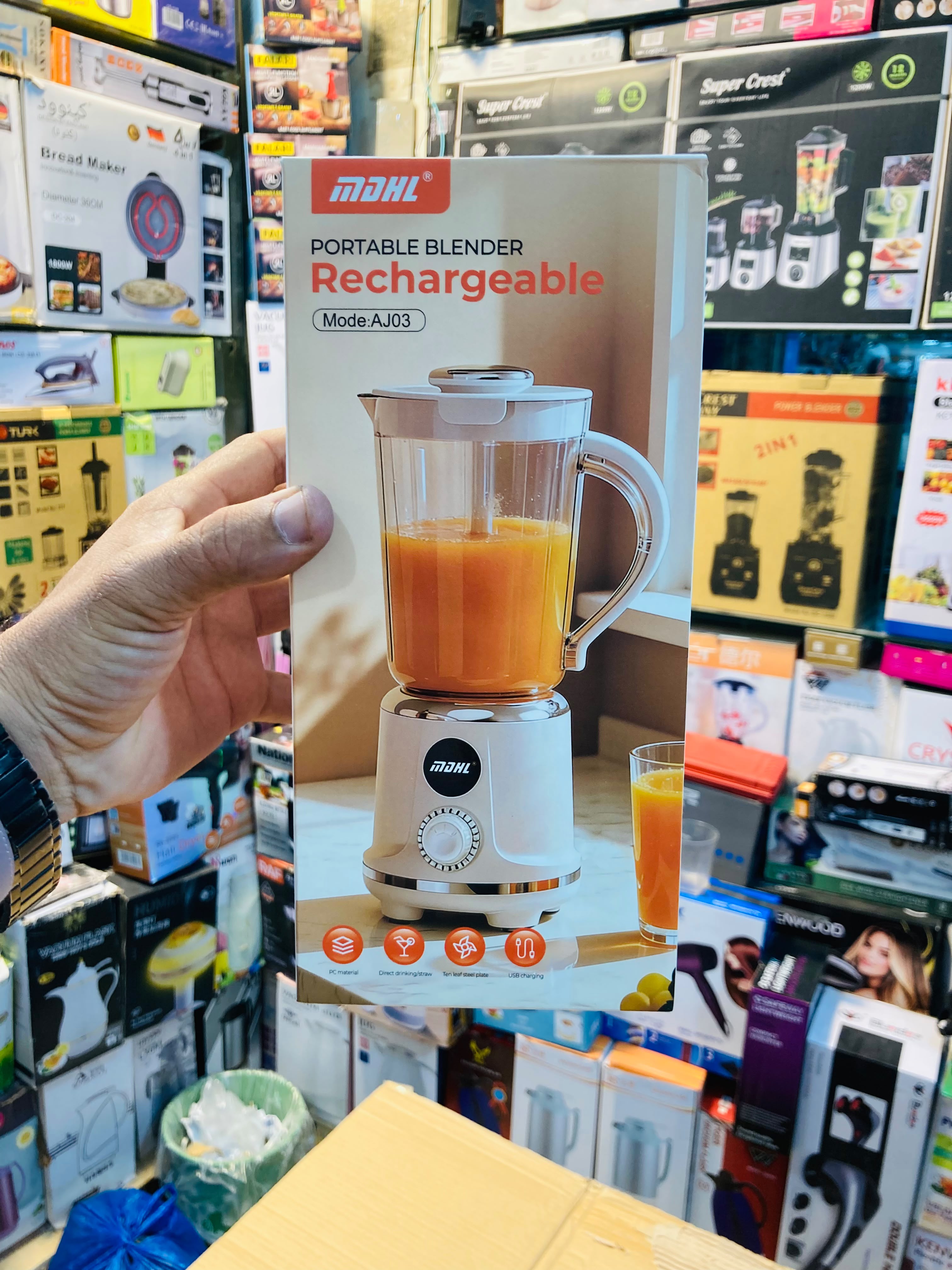 MDHL 20,000 RPM Portable Rechargeable Blender 50W Personal Smoothie & Juice Maker with 1500mAh Battery AJ03
