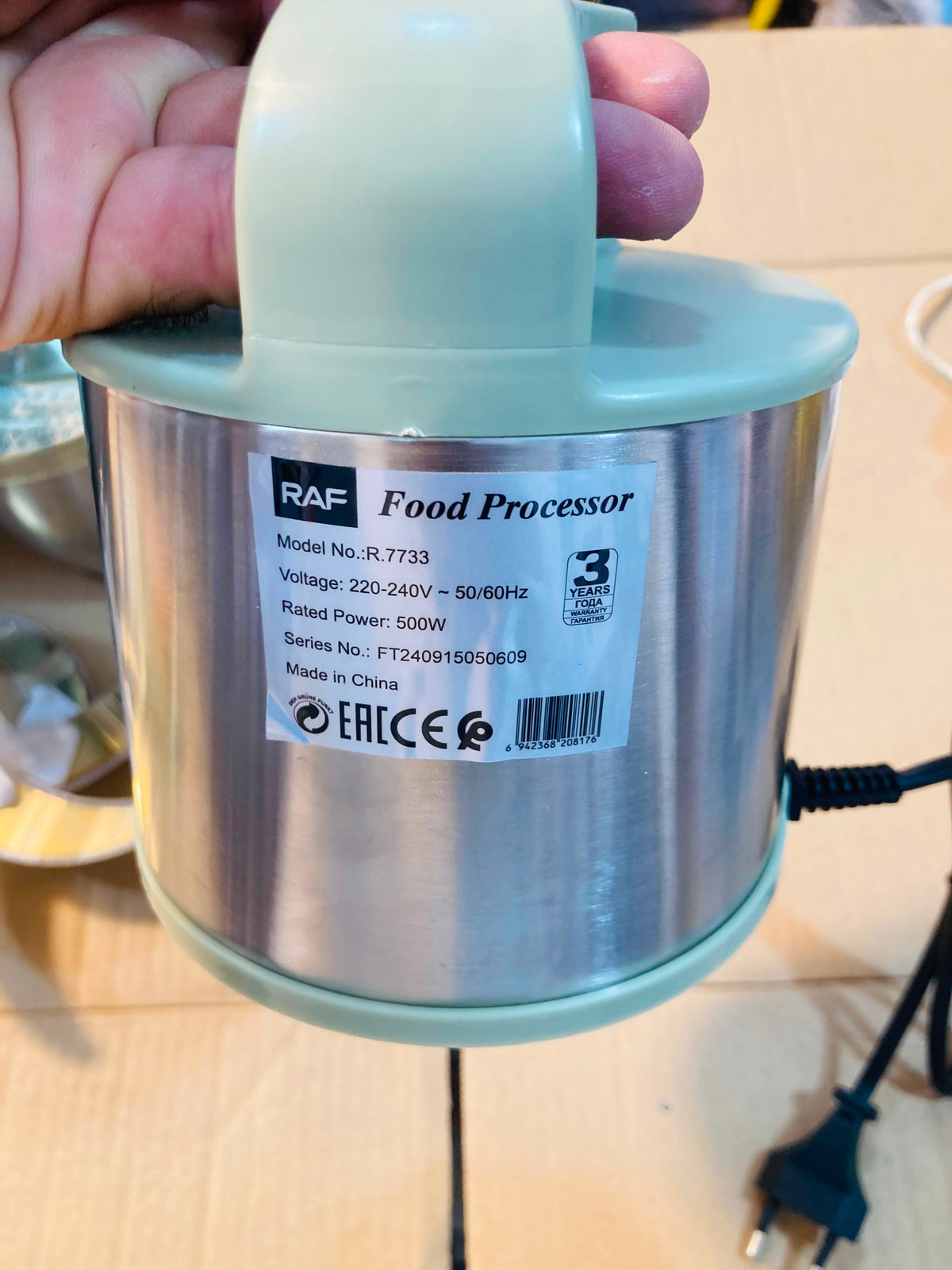 RAF 5.0L Electric Food Processor and Meat Grinder with 500W Motor and Stainless Steel Bowl R.7733