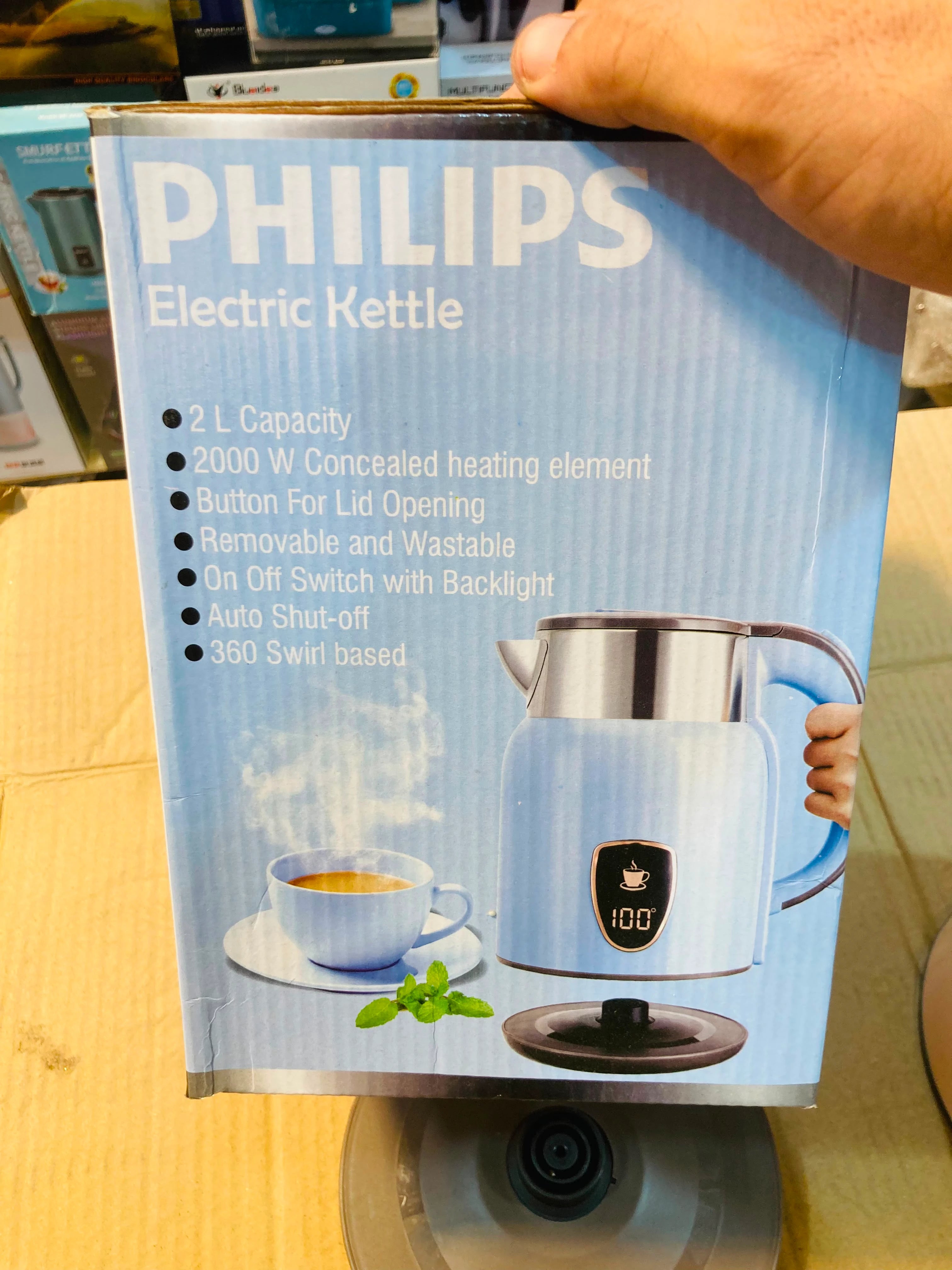 Philips Electric Kettle with 2L Capacity, 2000W Concealed Heating Element, 360-Degree Swivel Base,KN-176