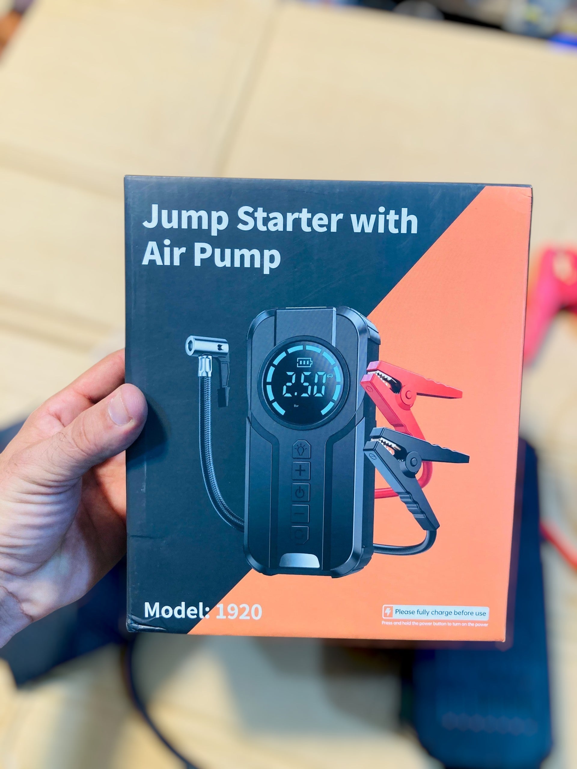 Imported 4-in-1 Emergency Portable Car Jump Starter with an Integrated Digital Air Compressor 1920