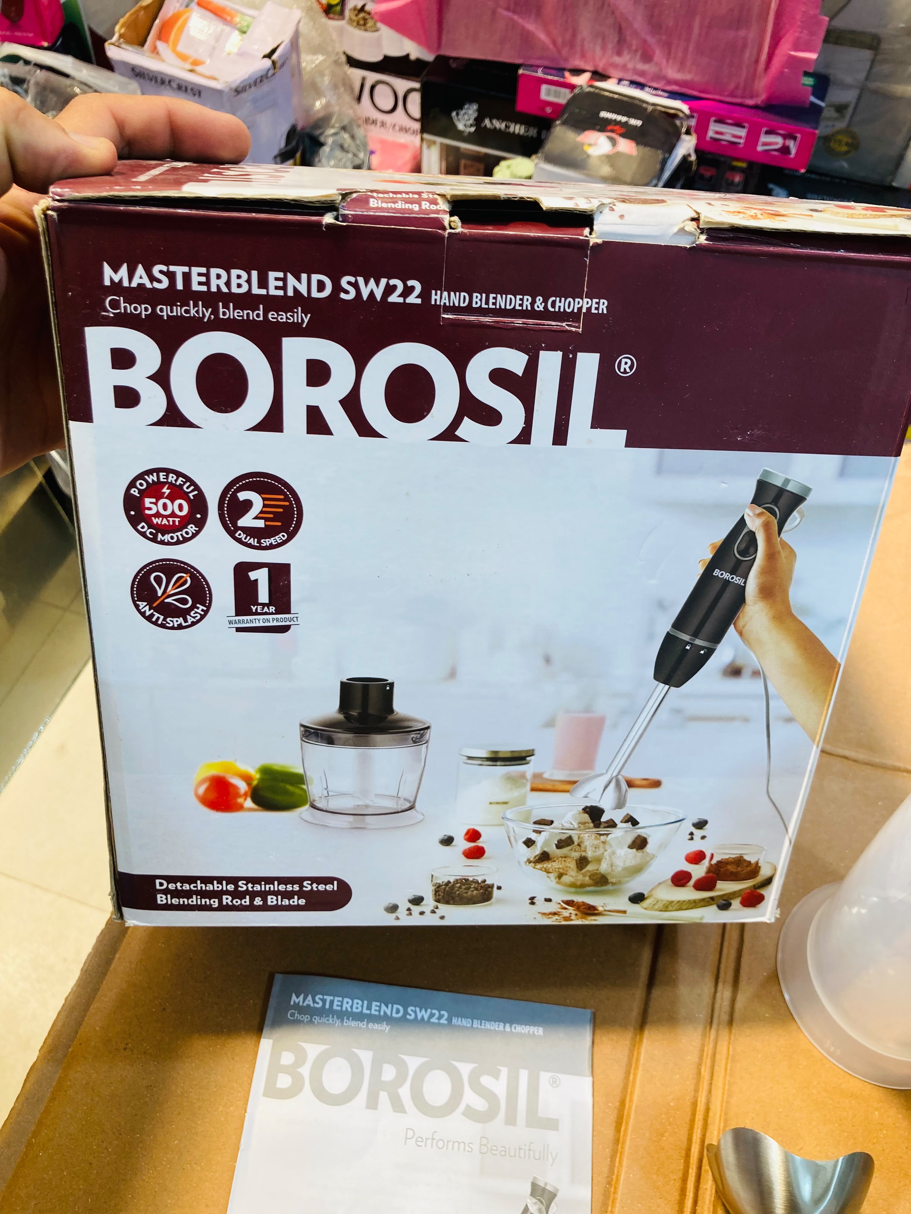 Borosil Masterblend 500W Hand Blender & Chopper Set SW22