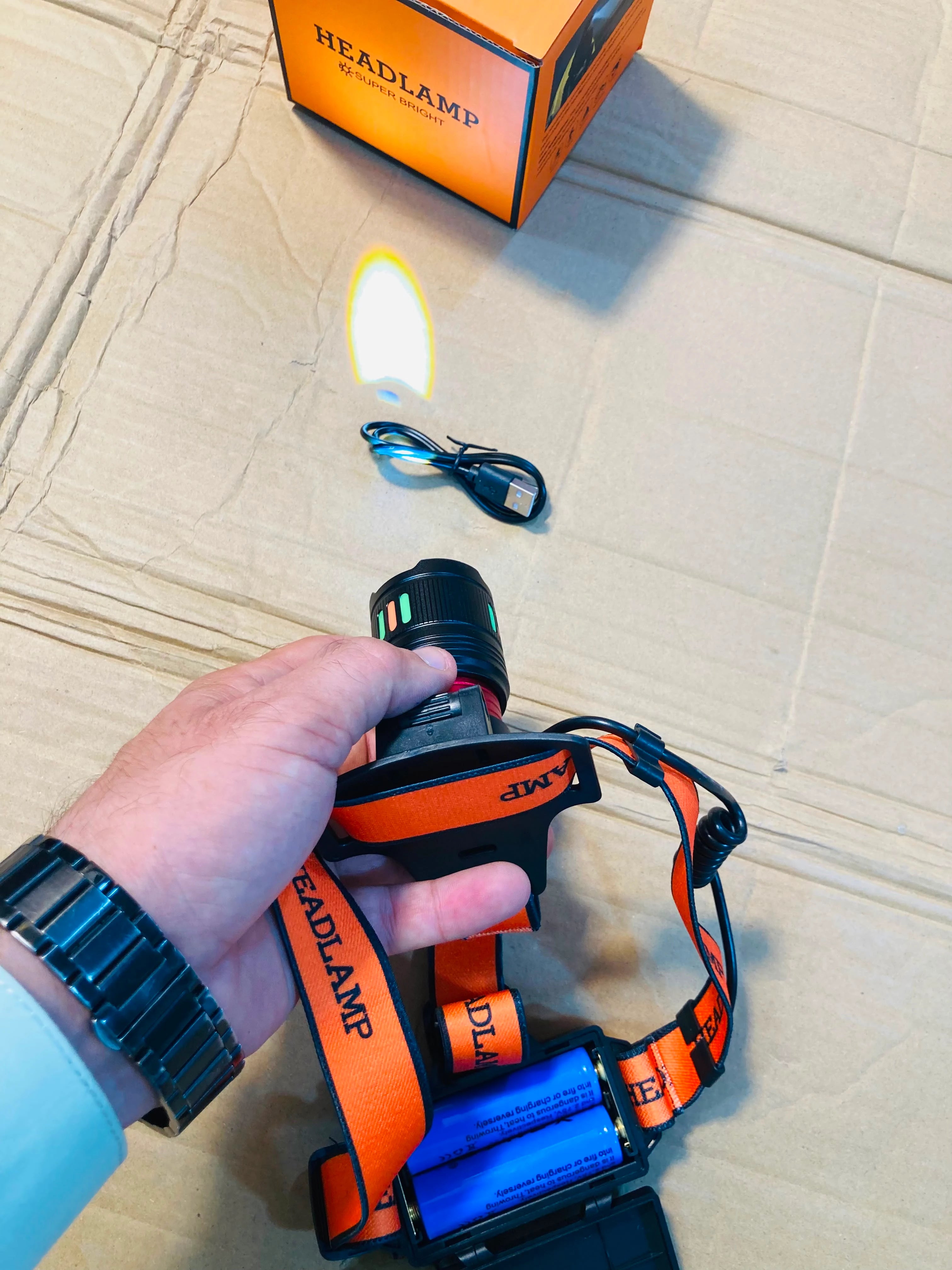 Super Bright Rechargeable LED Headlamp with 60-Degree Tilt & Adjustable Headband