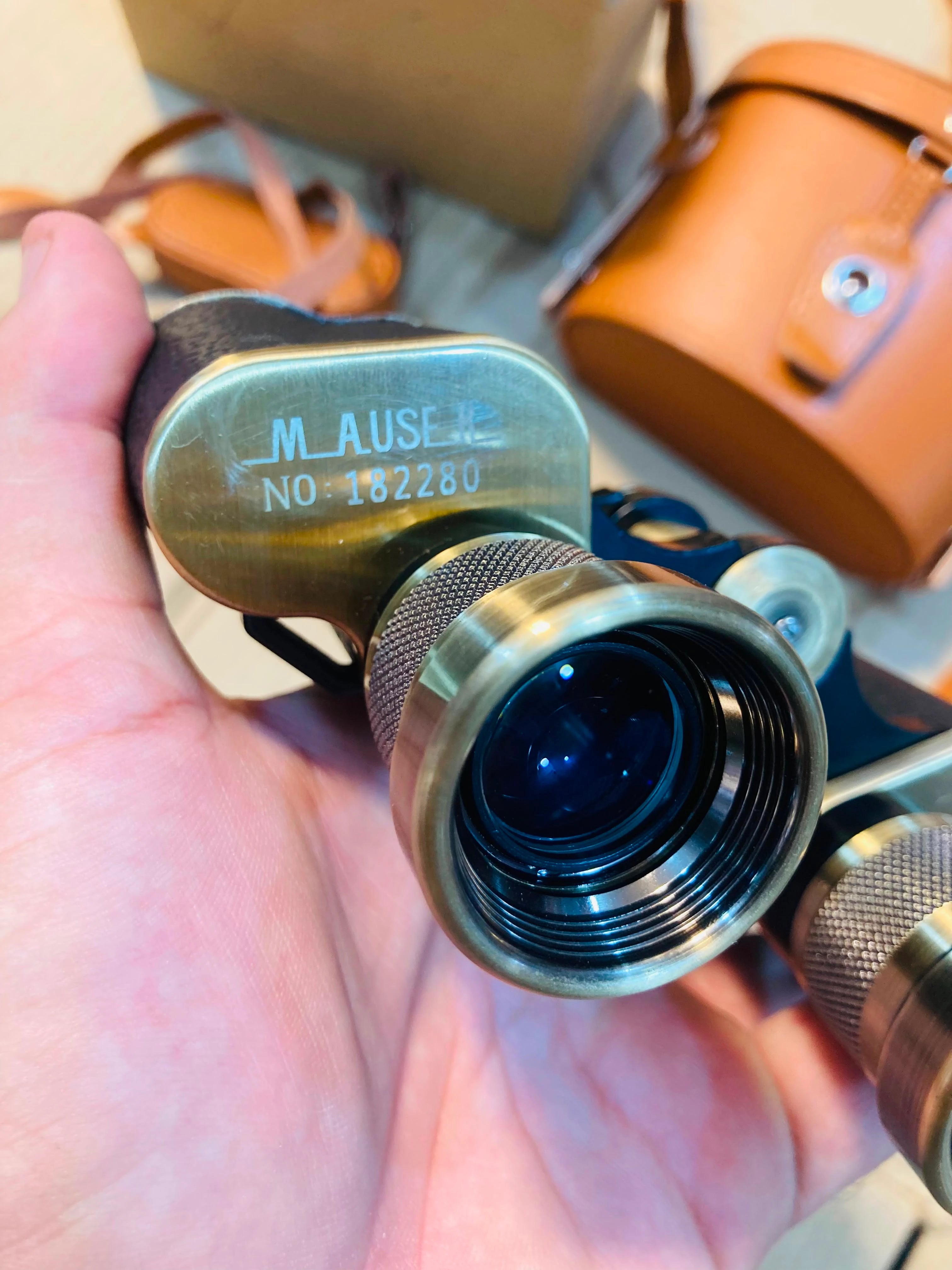 Mauser Vintage Style 8x24 Binoculars with Leather Carrying Case and Strap