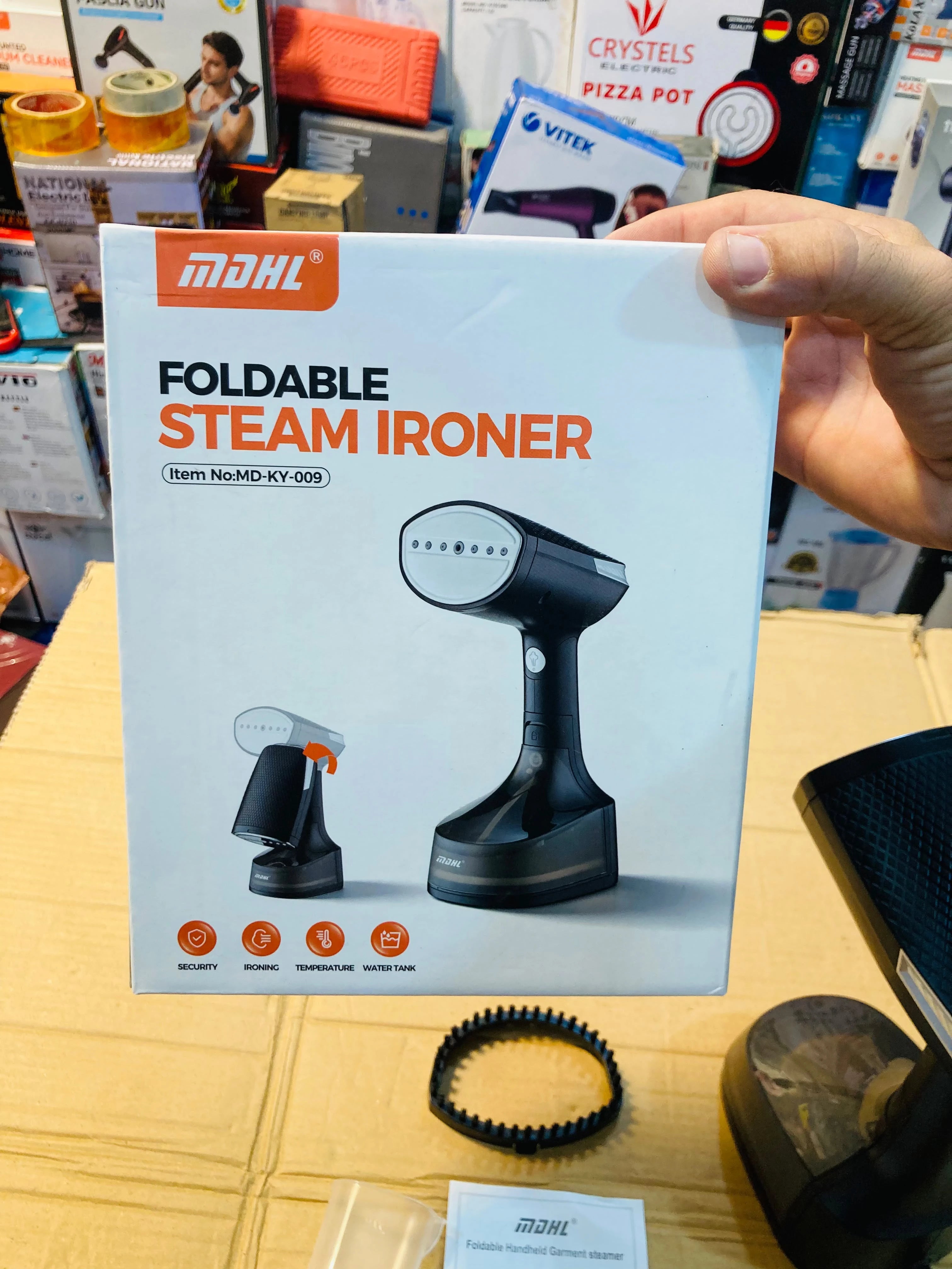 MDHL Foldable Handheld Garment Steamer 1600W Portable Steam Ironer with 320ml Water Tank MD-KY-009