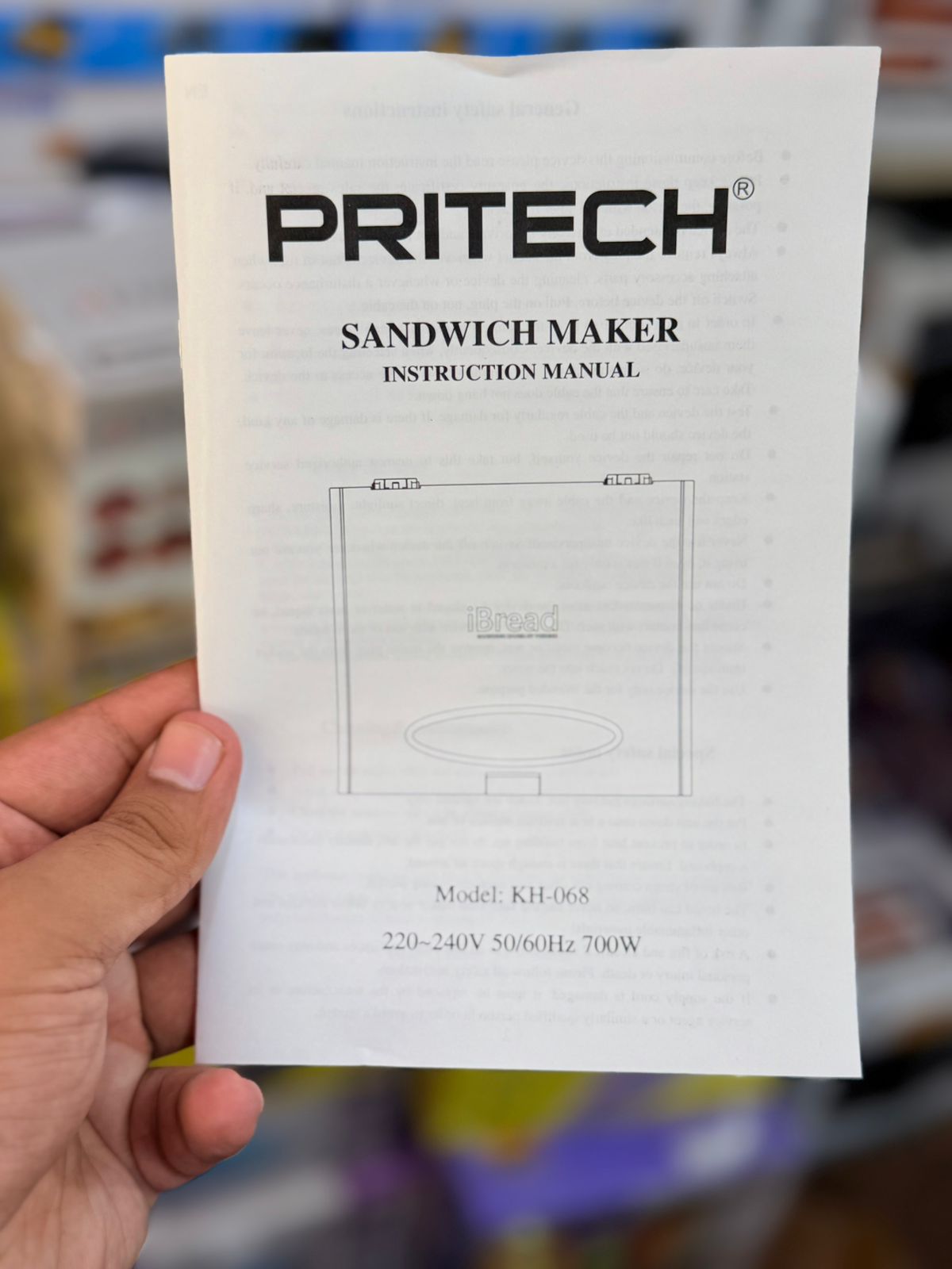 Lot Imported Pritech Hong Kong iBread 700W Sandwich Maker KH-068.