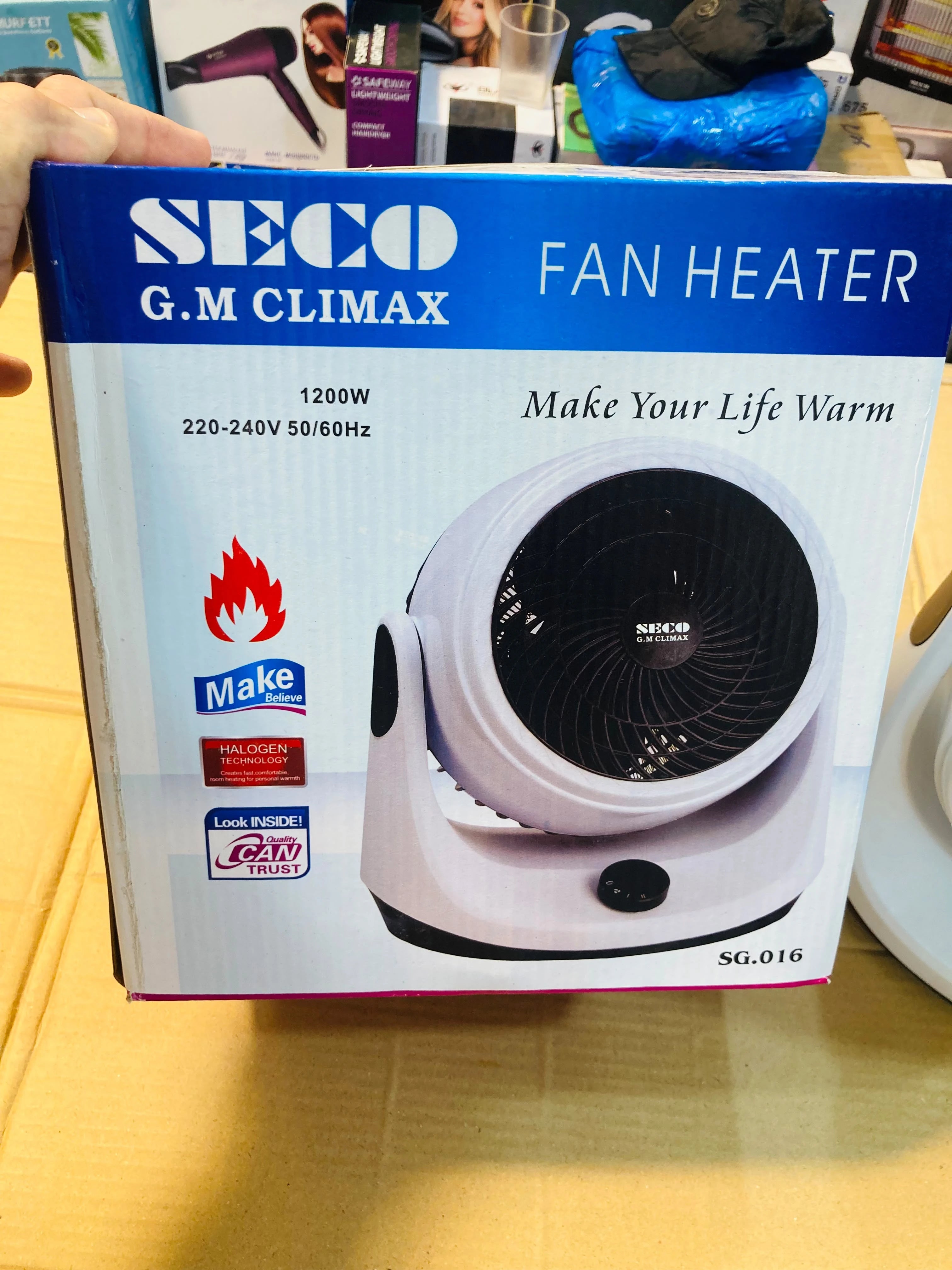 Seco G.M Climax Electric Fan Heater 1200W Portable Space Heater with Halogen Technology, Adjustable Thermostat & 2 Heat Settings SG.016