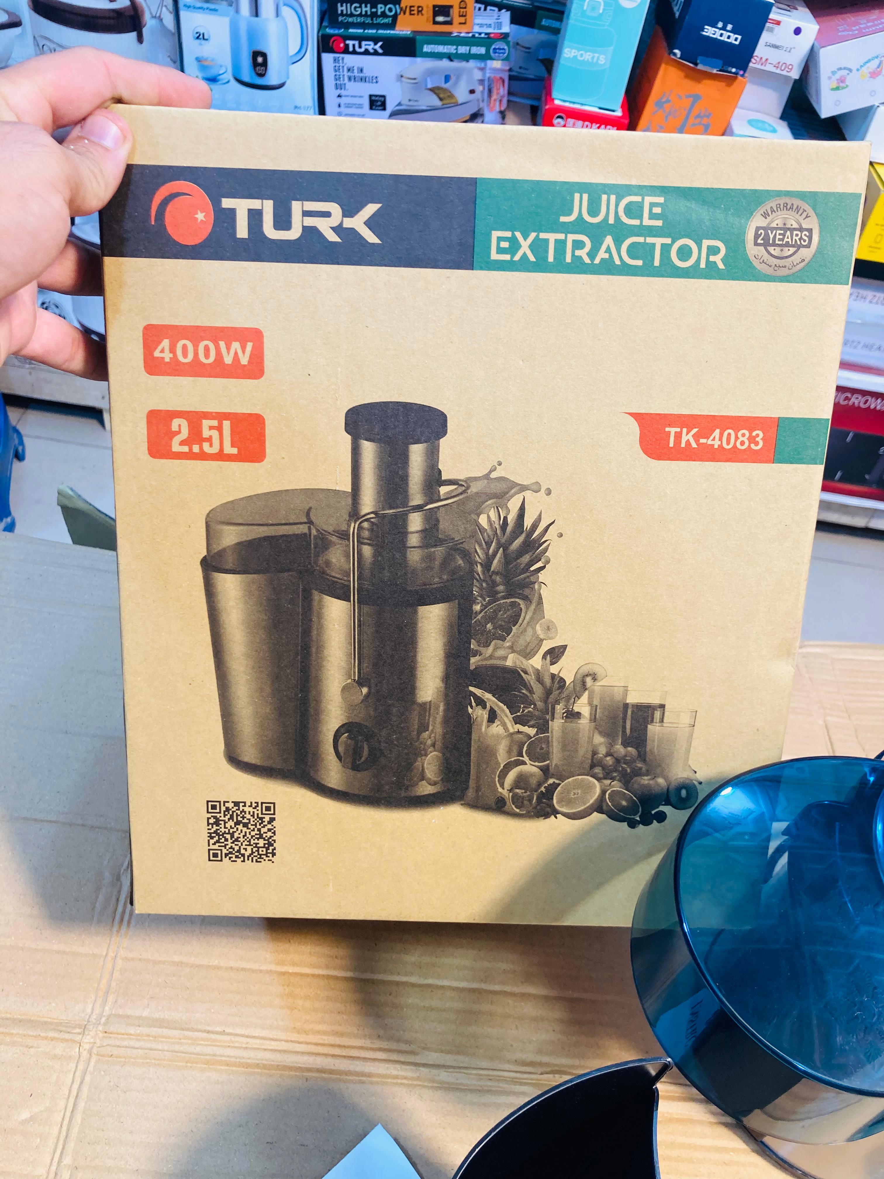 TURK Electric Juice Extractor 400W High Yield Juicer with 2.5L Pulp Container & Juice Pitcher TK-4083