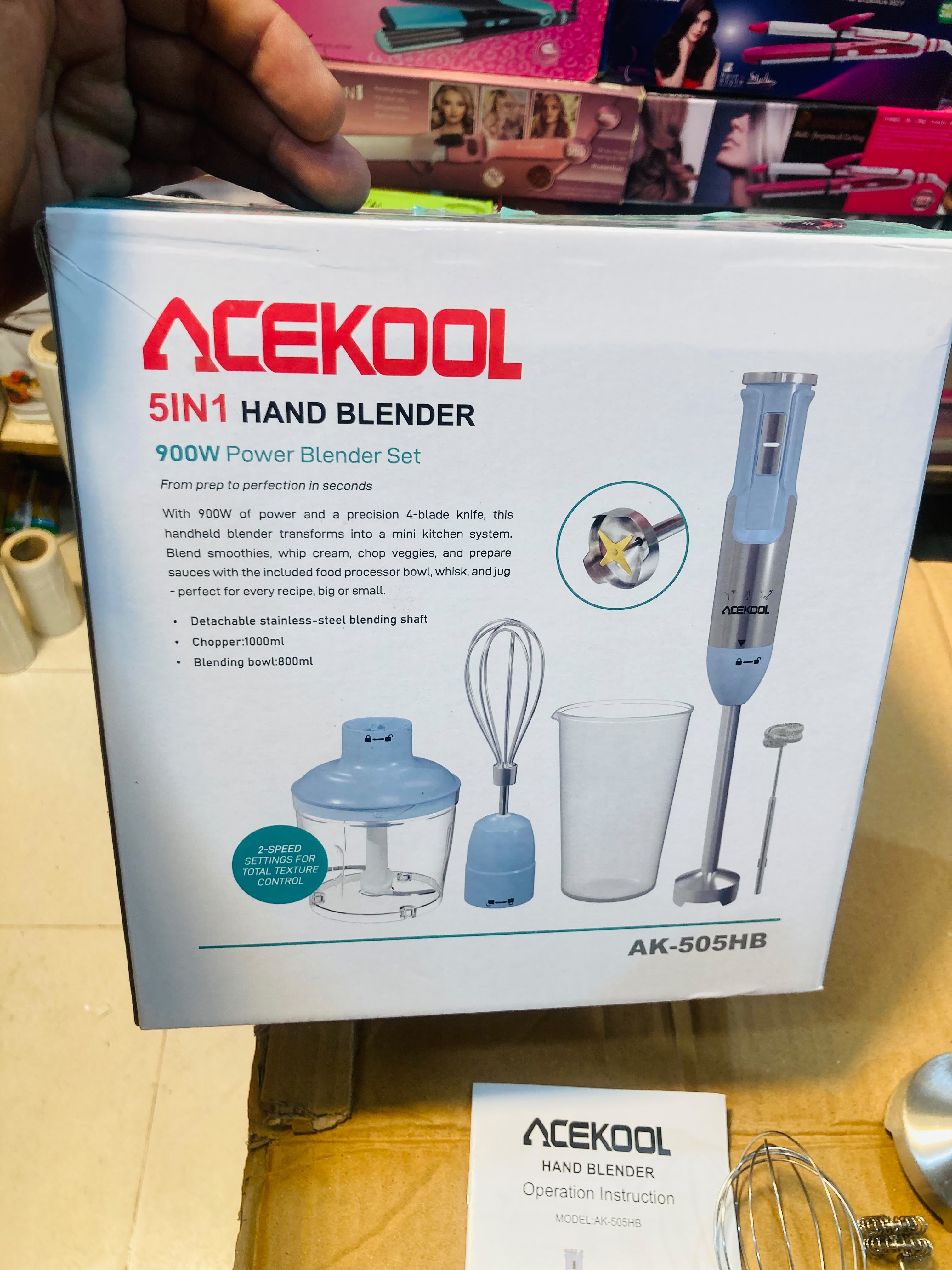 Acekool 900W 5-in-1 Hand Blender Set AK-505HB