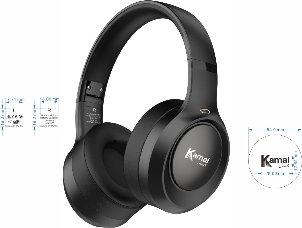 Kamal Premium Sound Wireless Headphones with Pouch