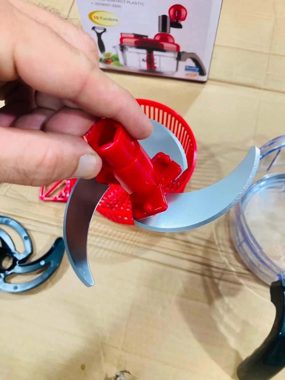 ABC Quick Hand Mixer and Multi-Function Food Processor – 10-in-1 Manual Handheld Chopper, Slicer, Salad Spinner, and Whisk