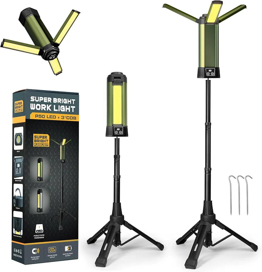 Rechargeable Portable 3.7 Ft Outdoor Camping Light with Stand