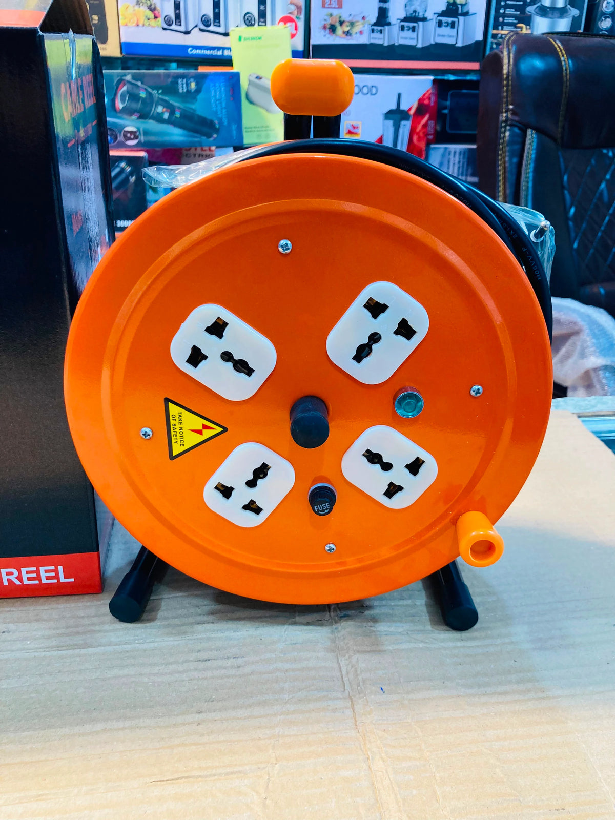 Professional Heavy-Duty Cable Reel Extension Set with 4 Universal Sockets, Circuit Breaker, and 30m Length DZL18-20