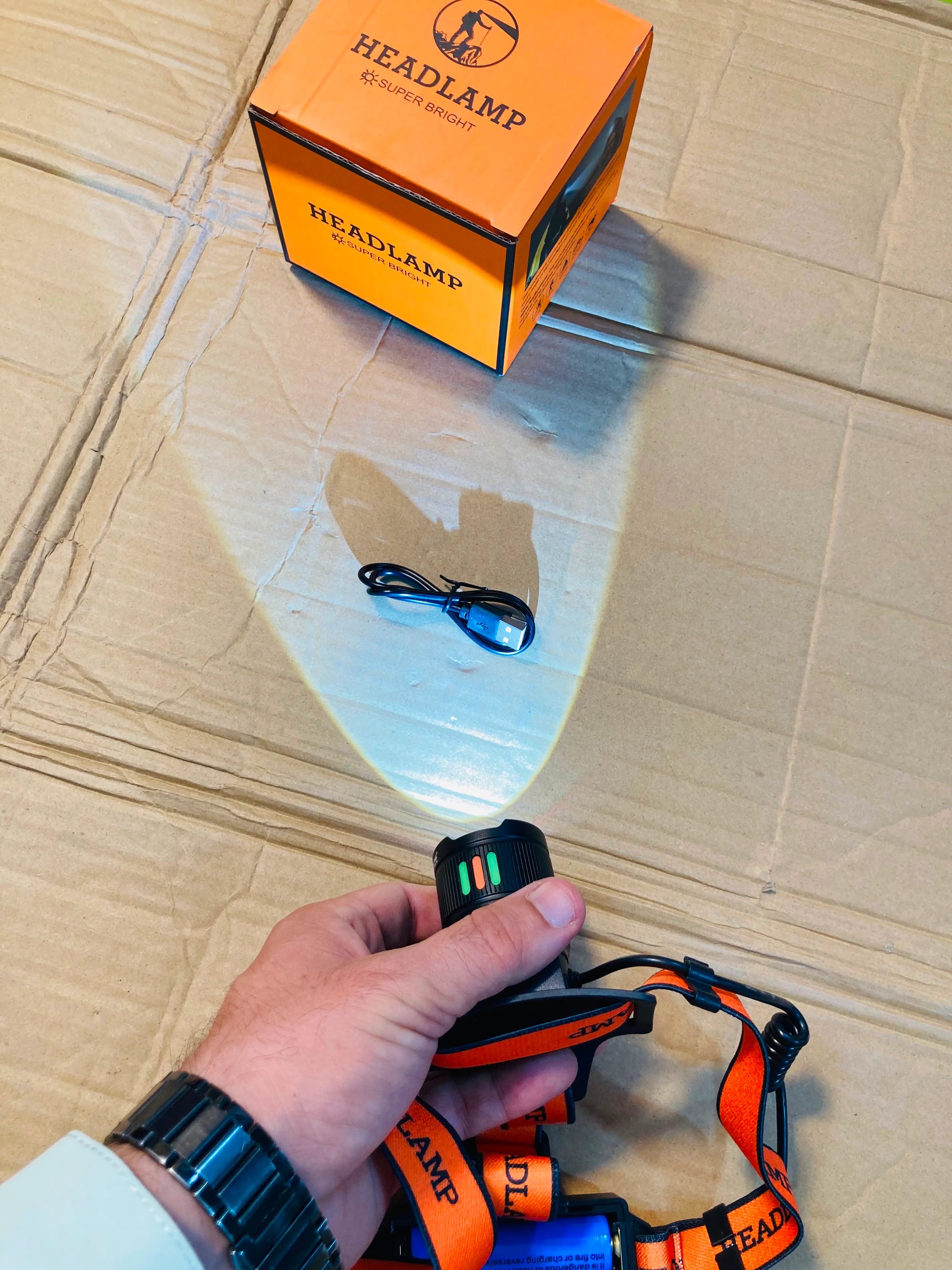 Super Bright Rechargeable LED Headlamp with 60-Degree Tilt & Adjustable Headband