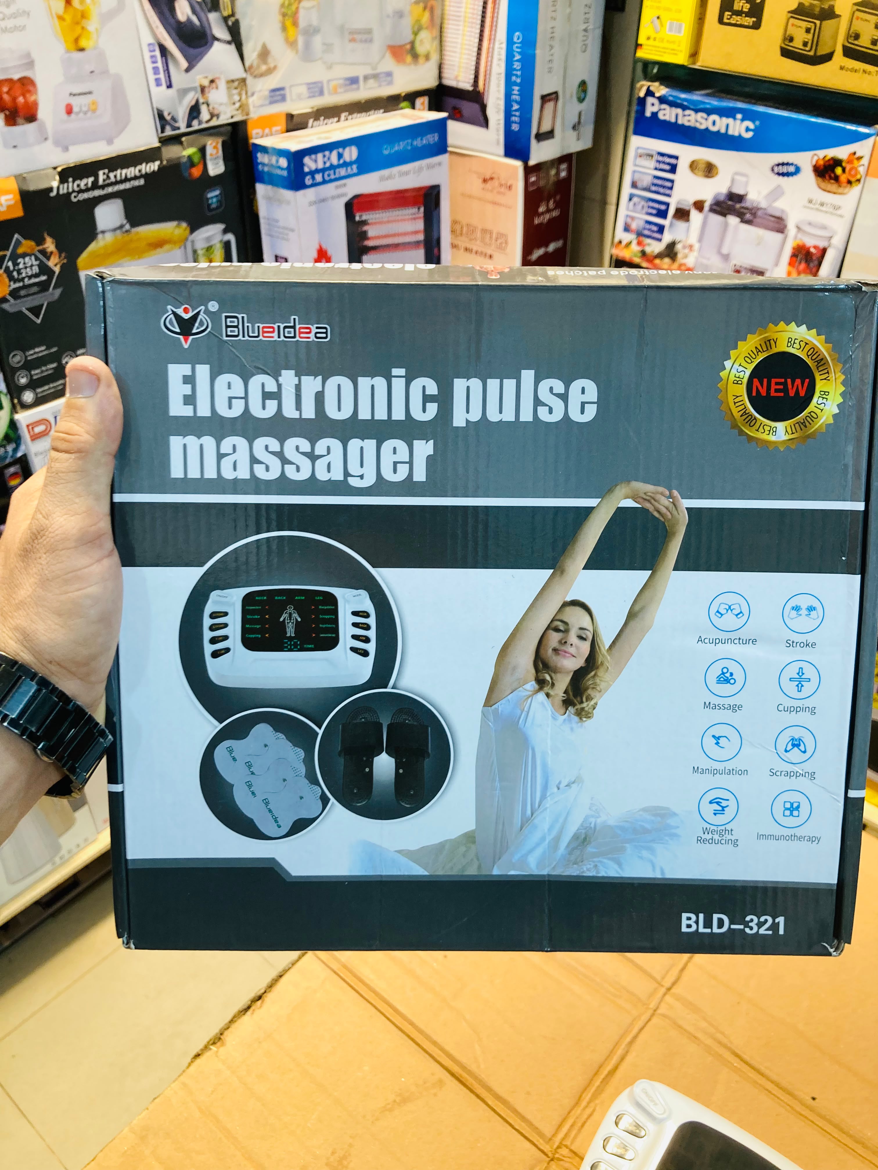 Blueidea  Electronic Pulse Massager  Digital TENS EMS Therapy Machine with 8 Massage Modes BLD-321