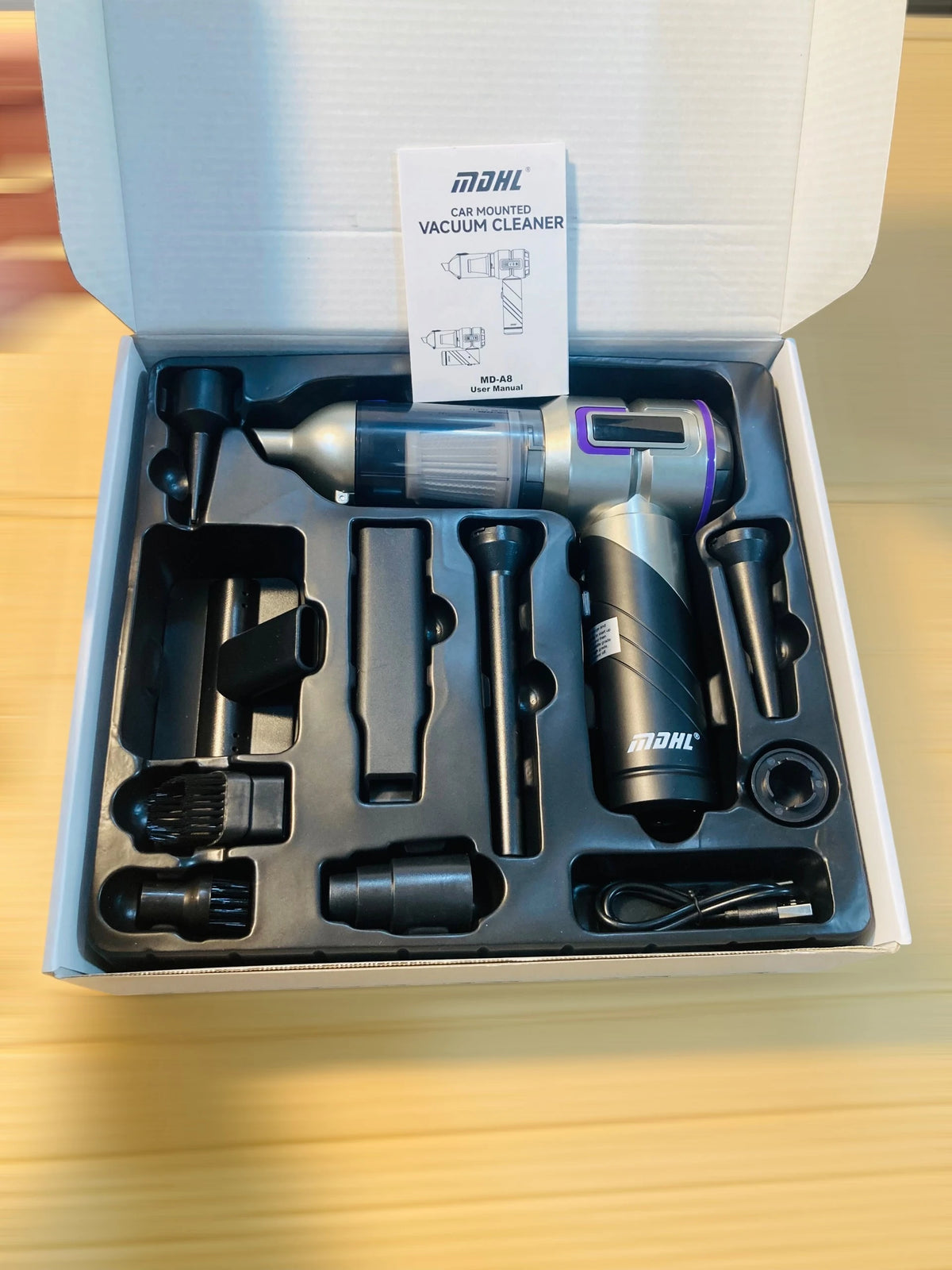 MDHL Handheld Car Mounted Vacuum Cleaner & Air Blower 3 Speed Suction, 17000Pa Max Power, Rechargeable Cordless Hand Vacuum MD-A8