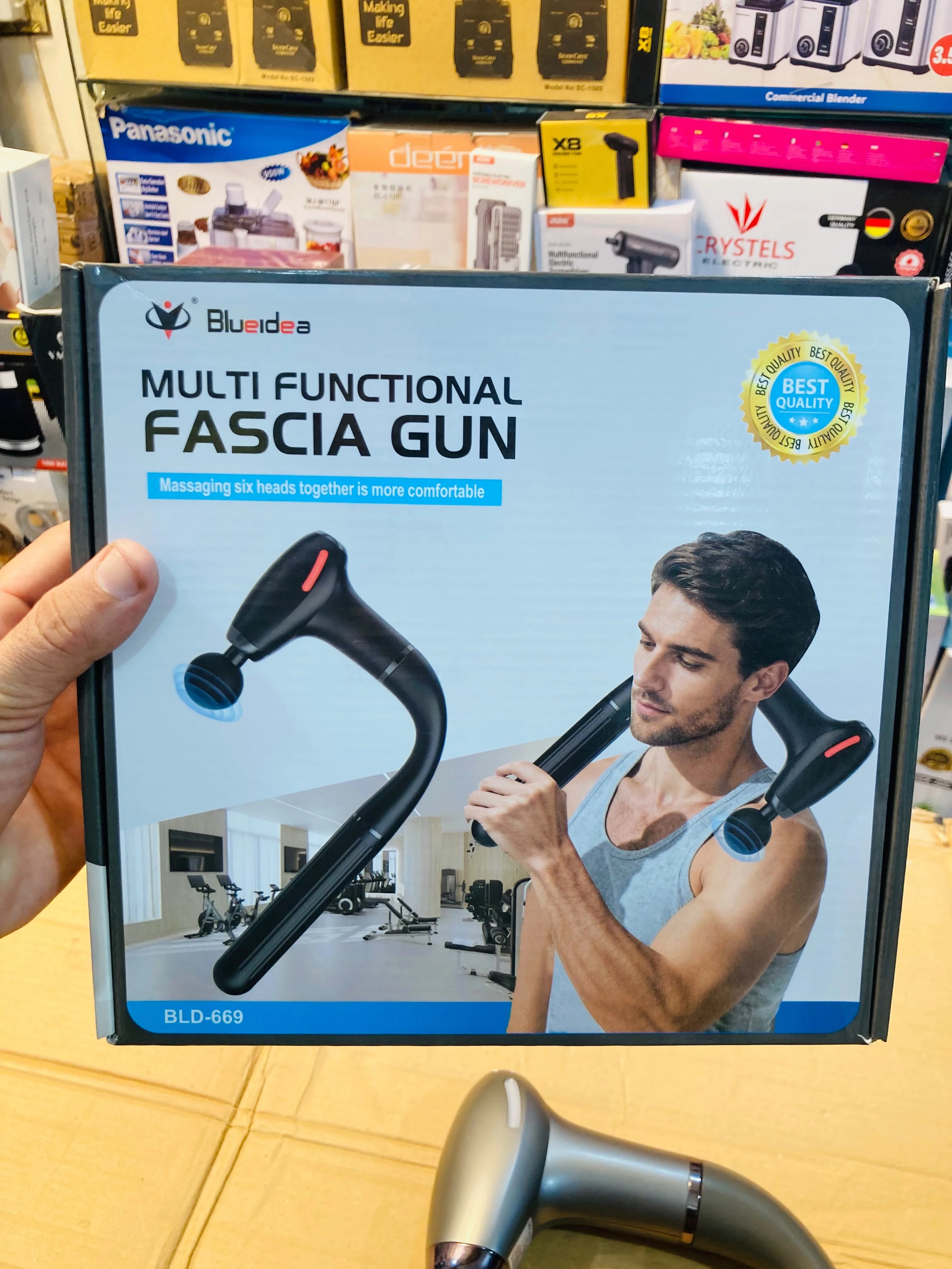 Blueidea 3-in-1 Multifunctional Fascia Gun Massager with Removable Extended Handle & 4 Interchangeable Heads BLD-669