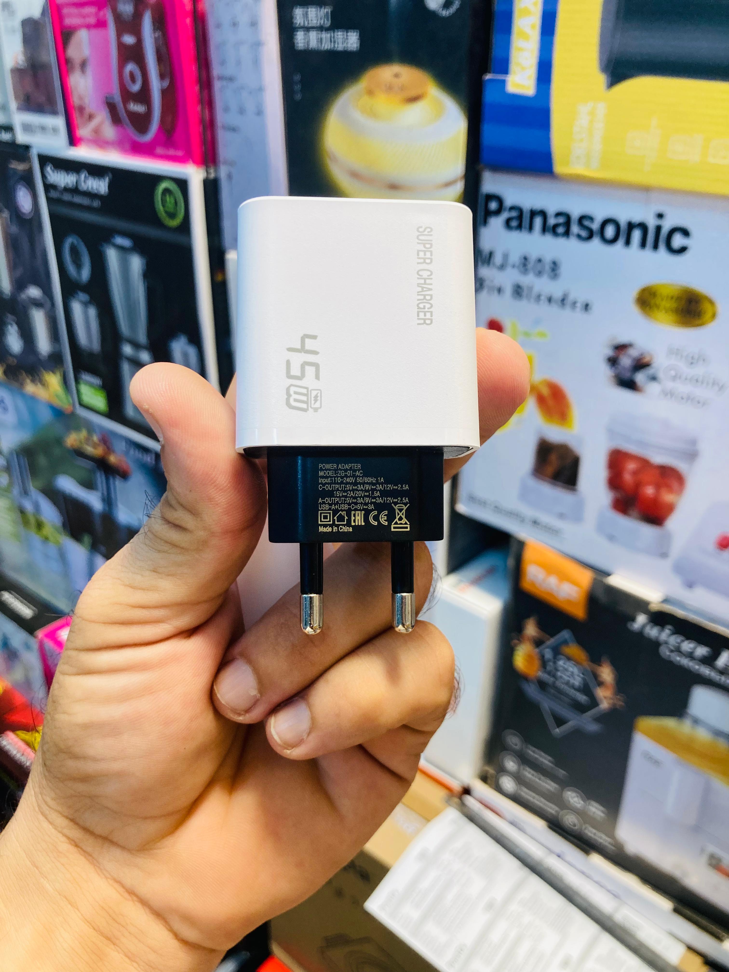 Kamal 45W Super Fast Wall Charger with Dual Ports & 100W Type-C to Type-C Braided Fast Charging Cable K809