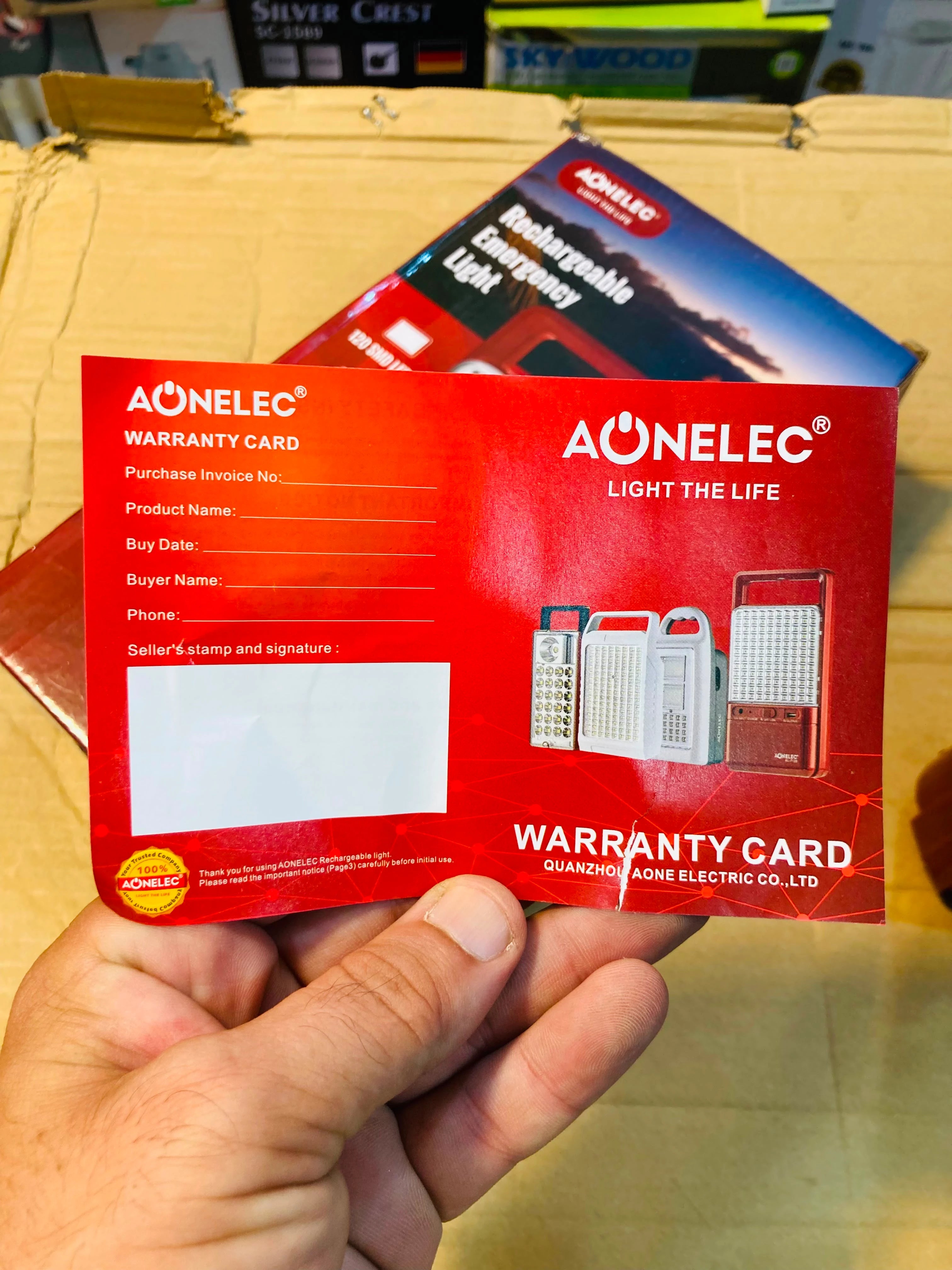 Aonelec  Rechargeable Emergency Light with 120 SMD LEDs, 4000mAh Battery, and USB Power Bank Output AL-7120