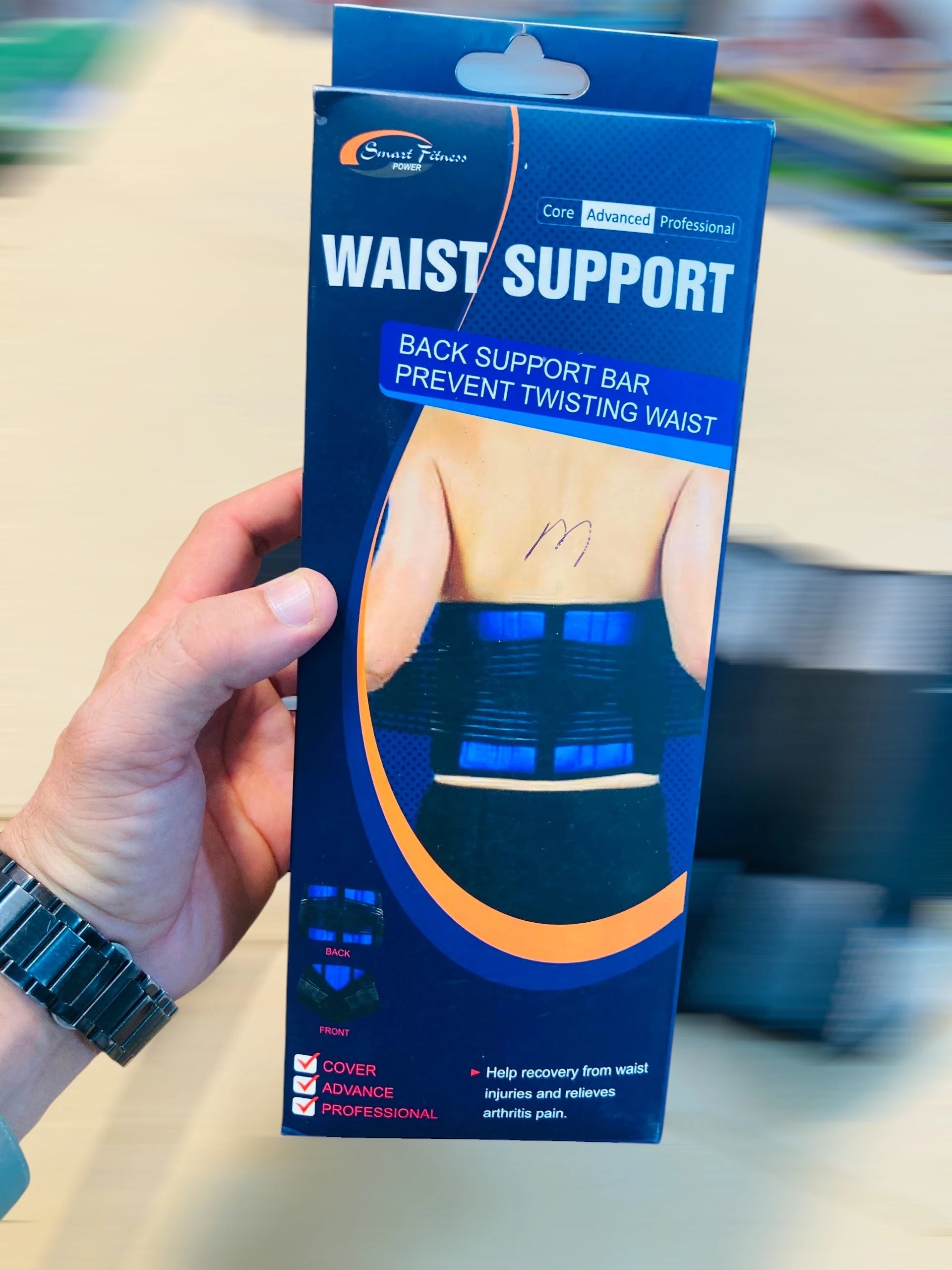 Smart Fitness Waist Support Lower Back Brace with Back Support Bar and 3D Lumbar Pad