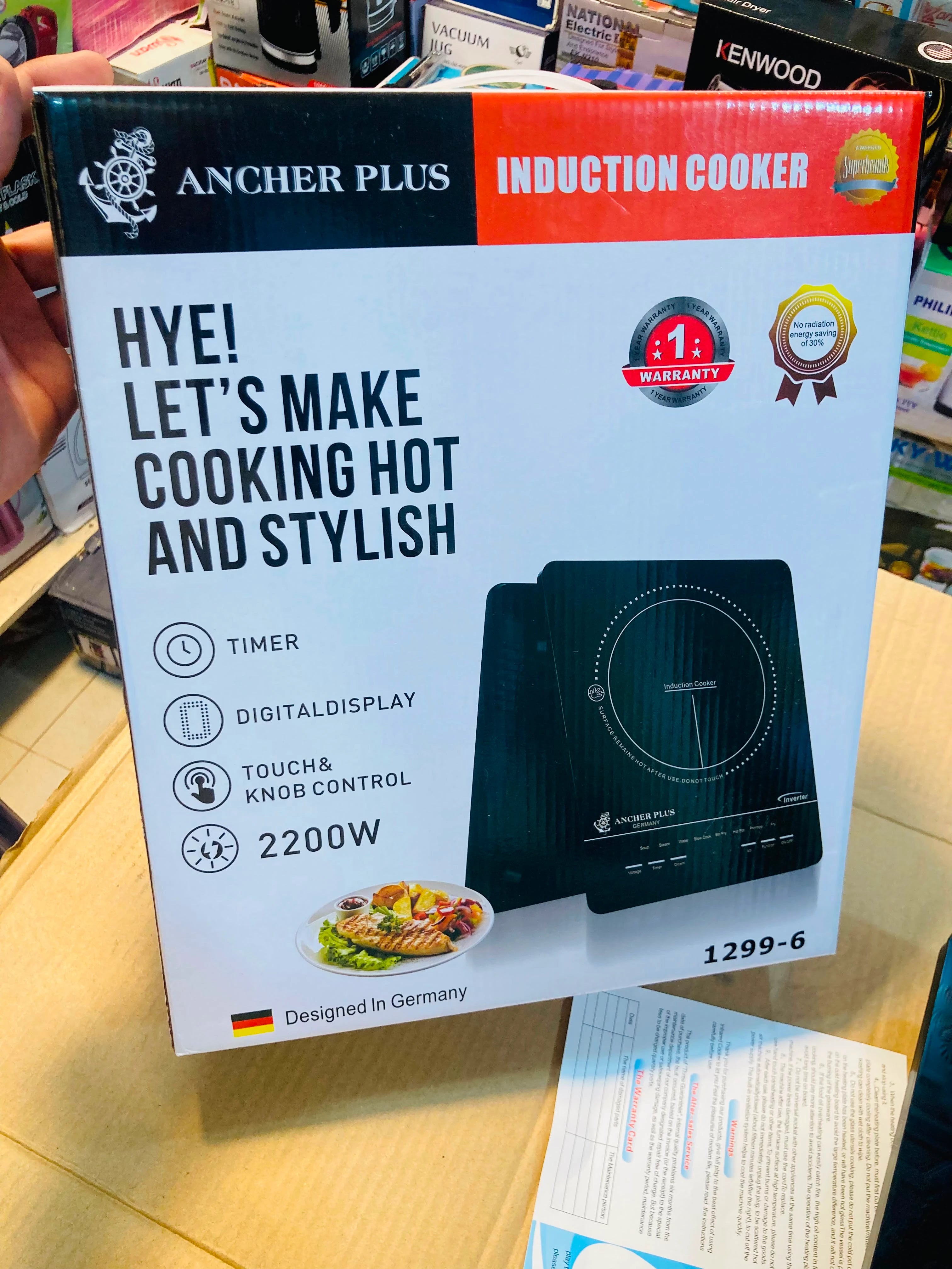 Ancher Plus Induction Cooker -6 with 2200W Power, Digital Touch Control, and Multi-Function Cooking Modes 1299