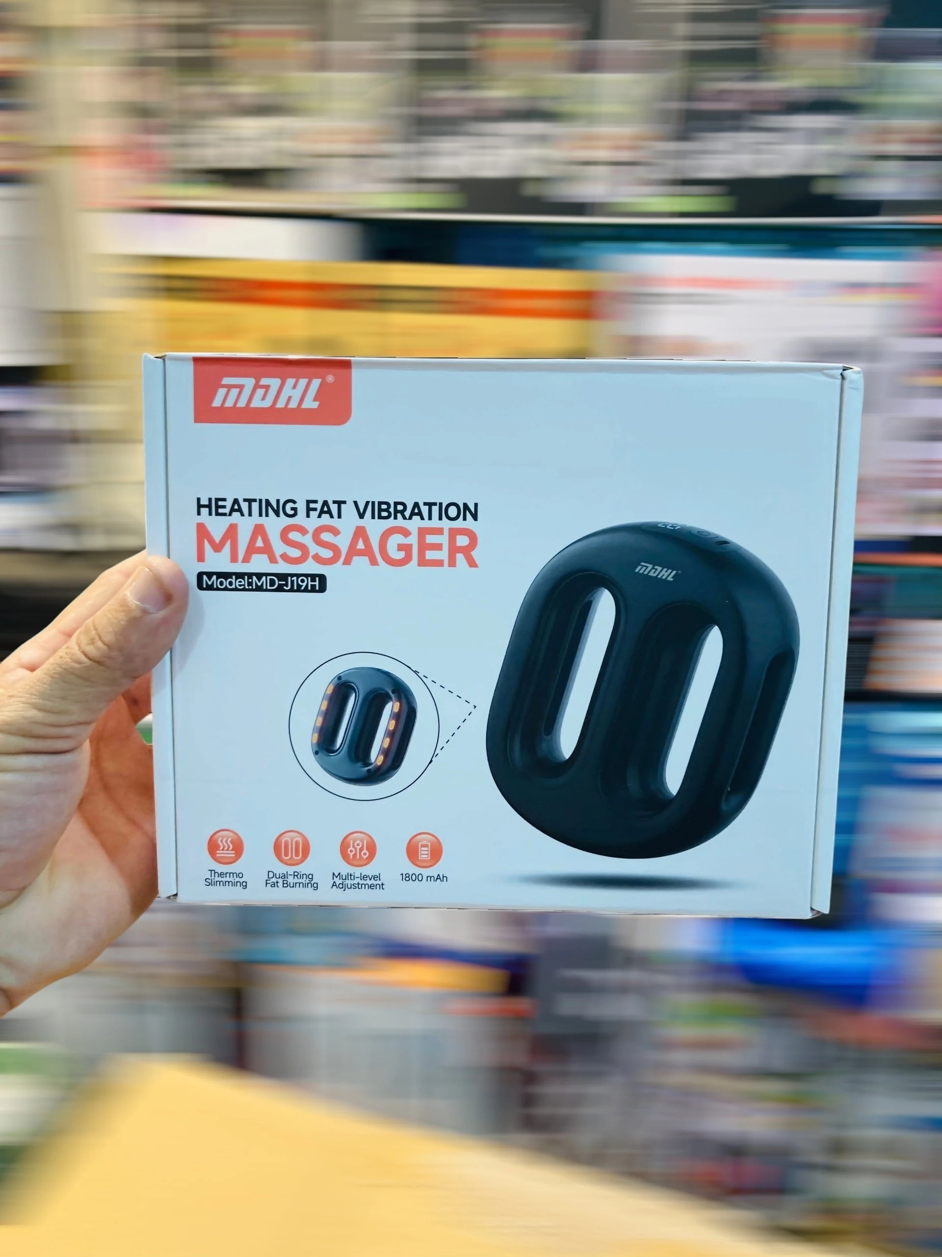 MDHL Heating Fat Vibration Massager Handheld Electric Body Massager with Heat Compress & Dual-Ring Vibration MD-J19-H