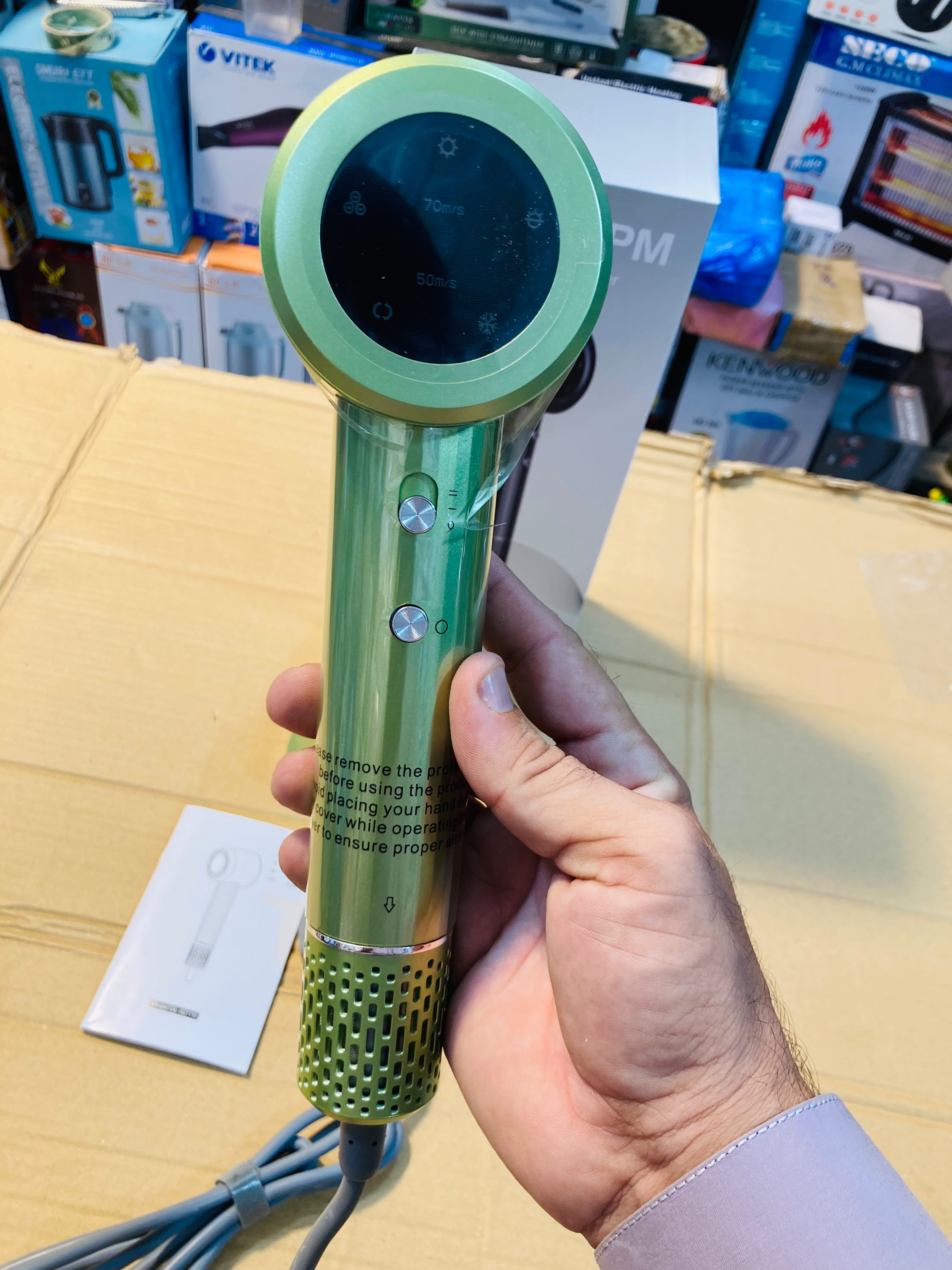 High-Speed Ionic Hair Dryer with 110,000 RPM Brushless Motor, Digital Display & 360° Magnetic Nozzle Model GL-92119