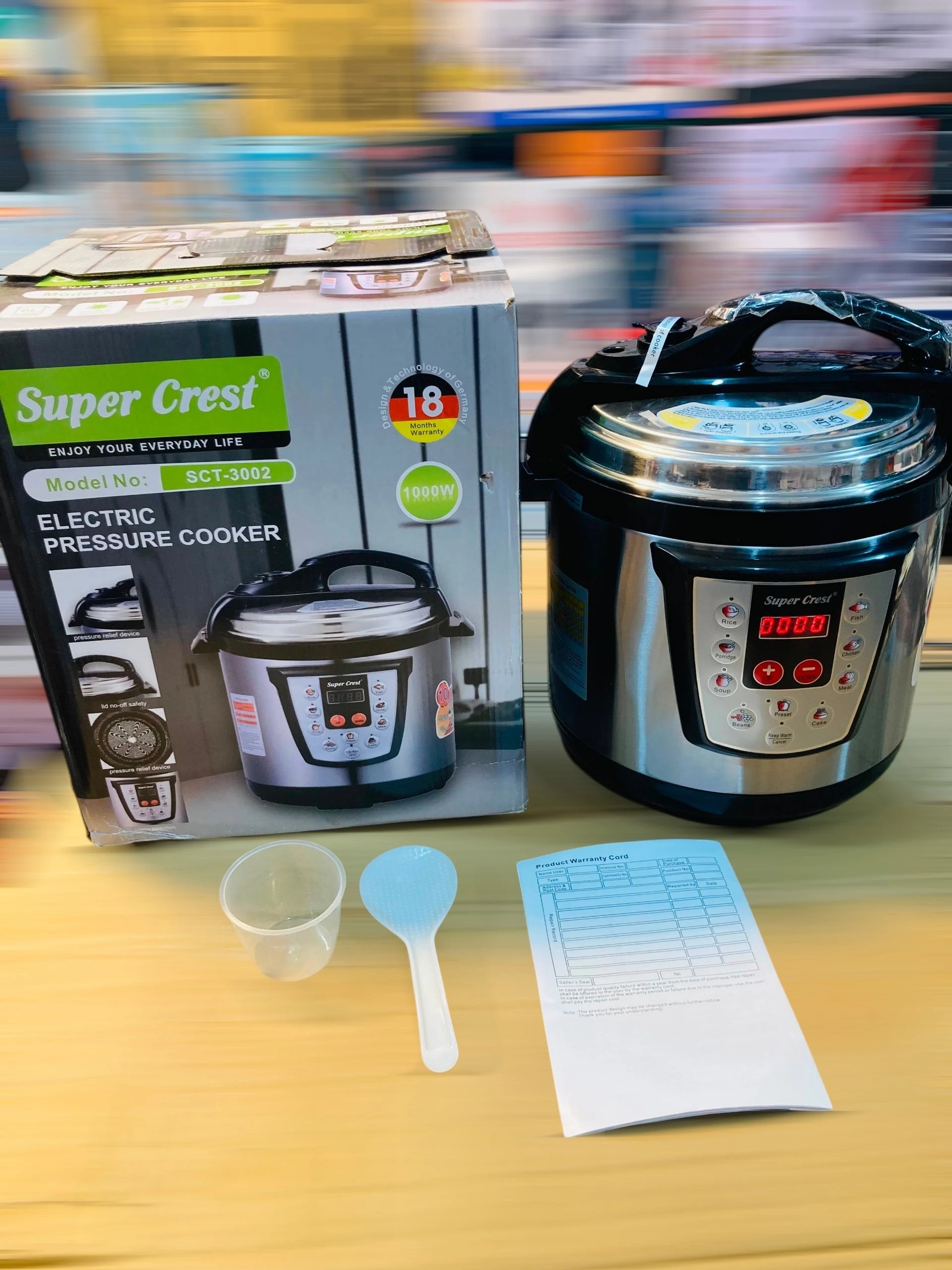 Super Crest 10-in-1 1000W Electric Pressure Cooker 6L,  SCT-3002