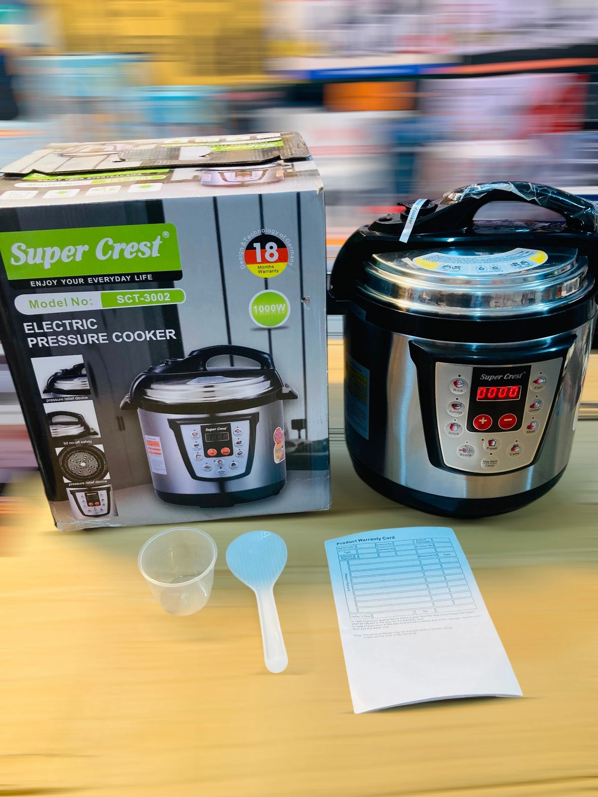Super Crest 10-in-1 1000W Electric Pressure Cooker 6L,  SCT-3002