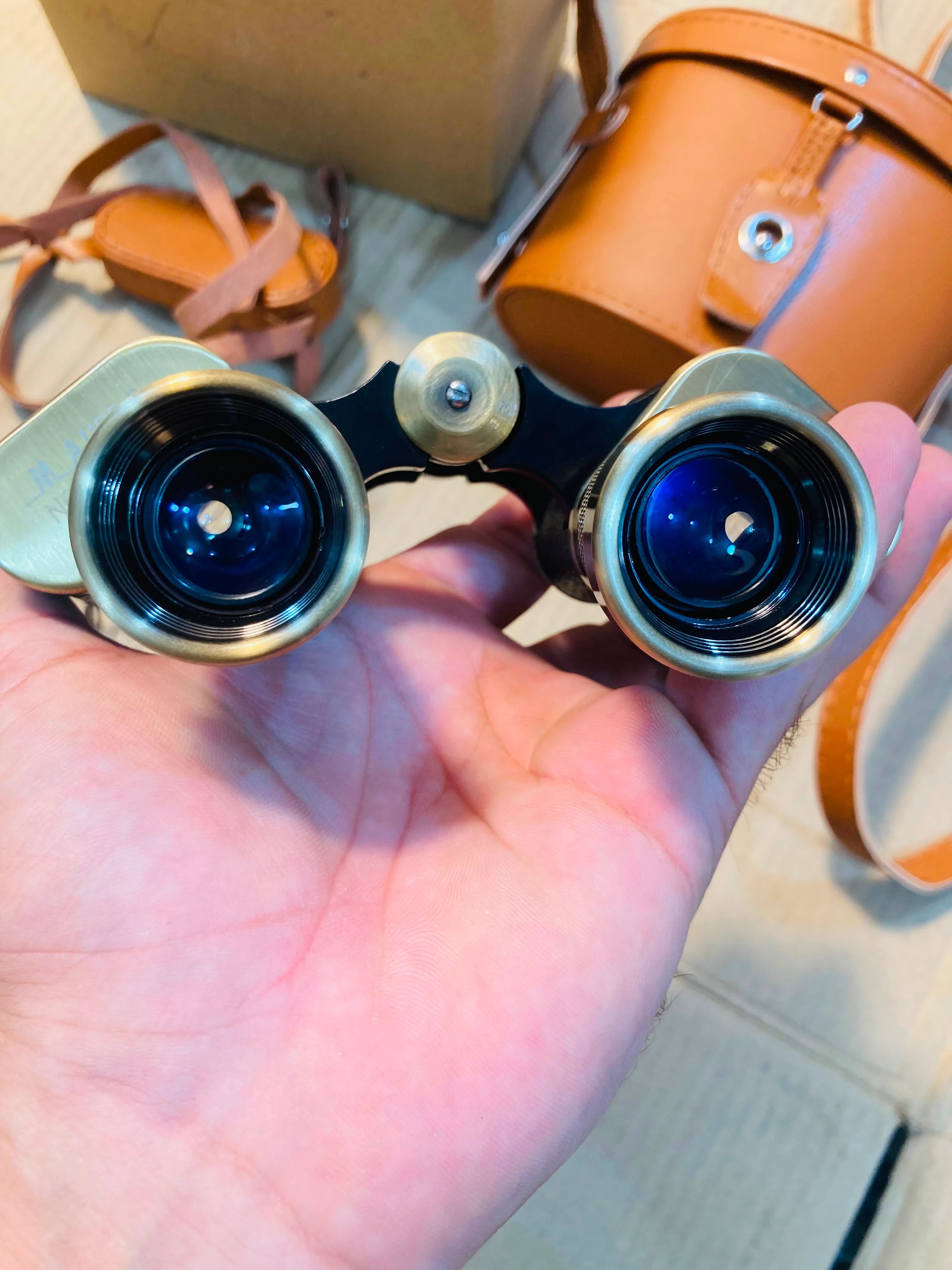Mauser Vintage Style 8x24 Binoculars with Leather Carrying Case and Strap