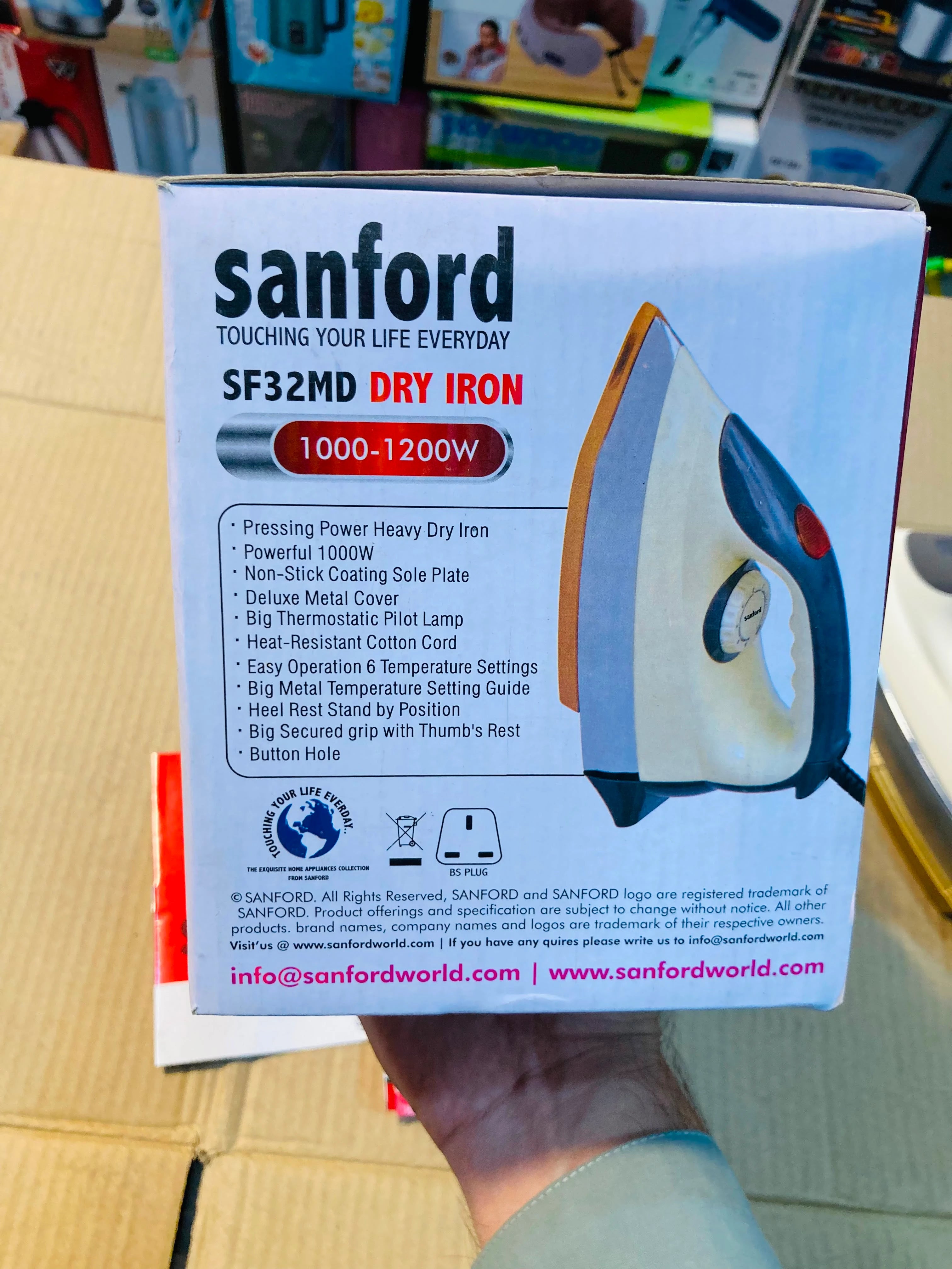 Sanford  1000-1200W Heavy Weight Dry Iron, Ceramic Coating Sole Plate SF32MD