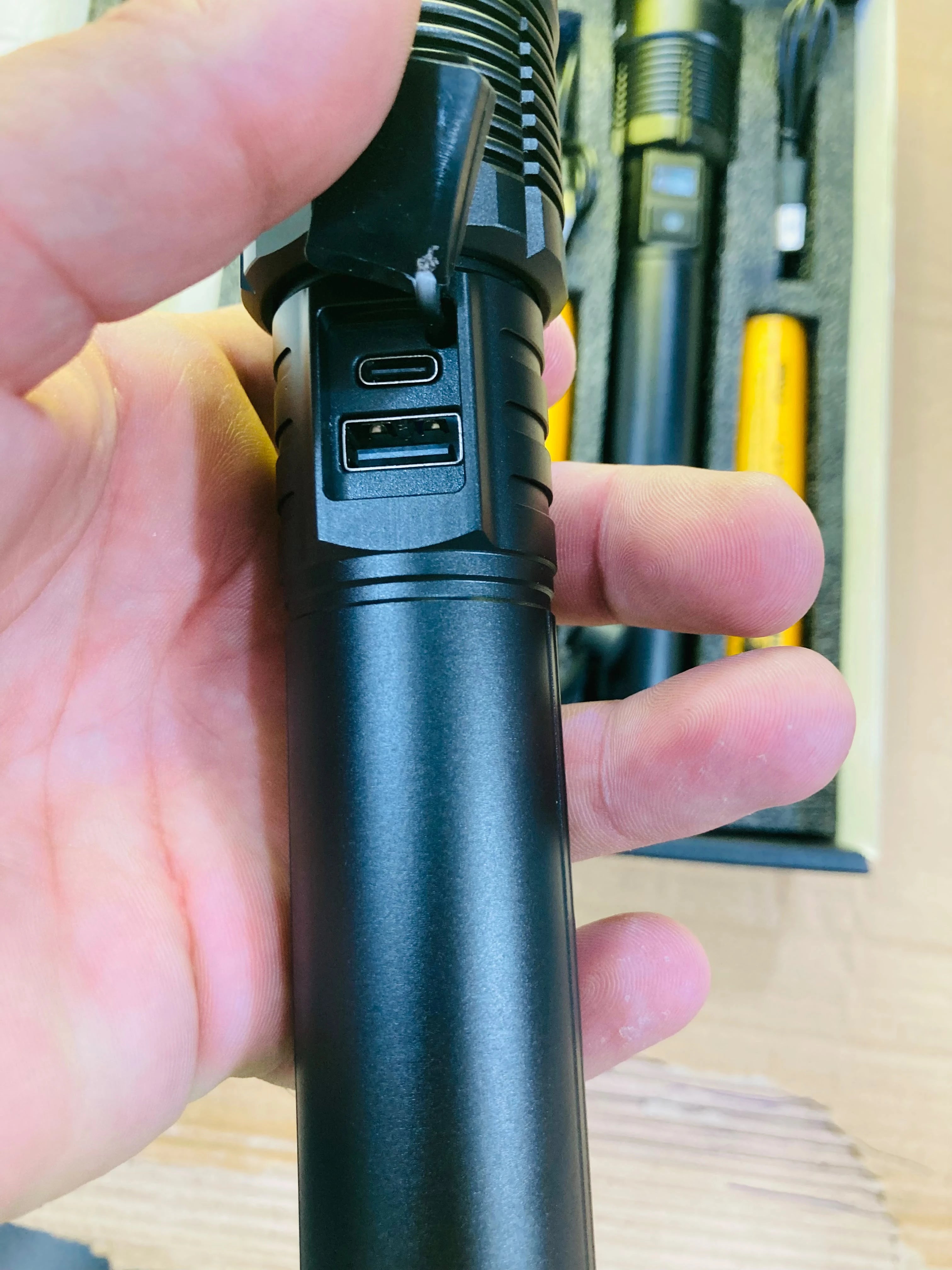 COBA Rechargeable Long Range Tactical Flashlight Set 60W LED High Power Flashlights with Digital Display Telescopic Zoom & 10800mAh Batteries CB-2602-3
