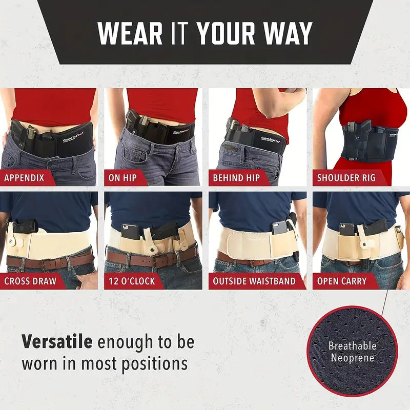 Universal Belly Band Holster Concealed Carry Gun Tactical Elastic Pistol Holster